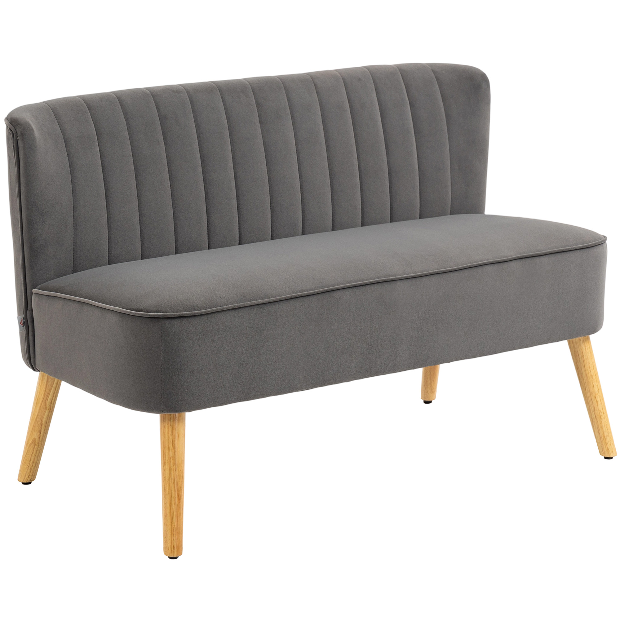 HOMCOM 2-zitsbank, retro stijlvol design, houten poten, comfortabele zitting, compact formaat, 117 x 56,5 x 77 cm, Donkergrijs | Aosom.nl