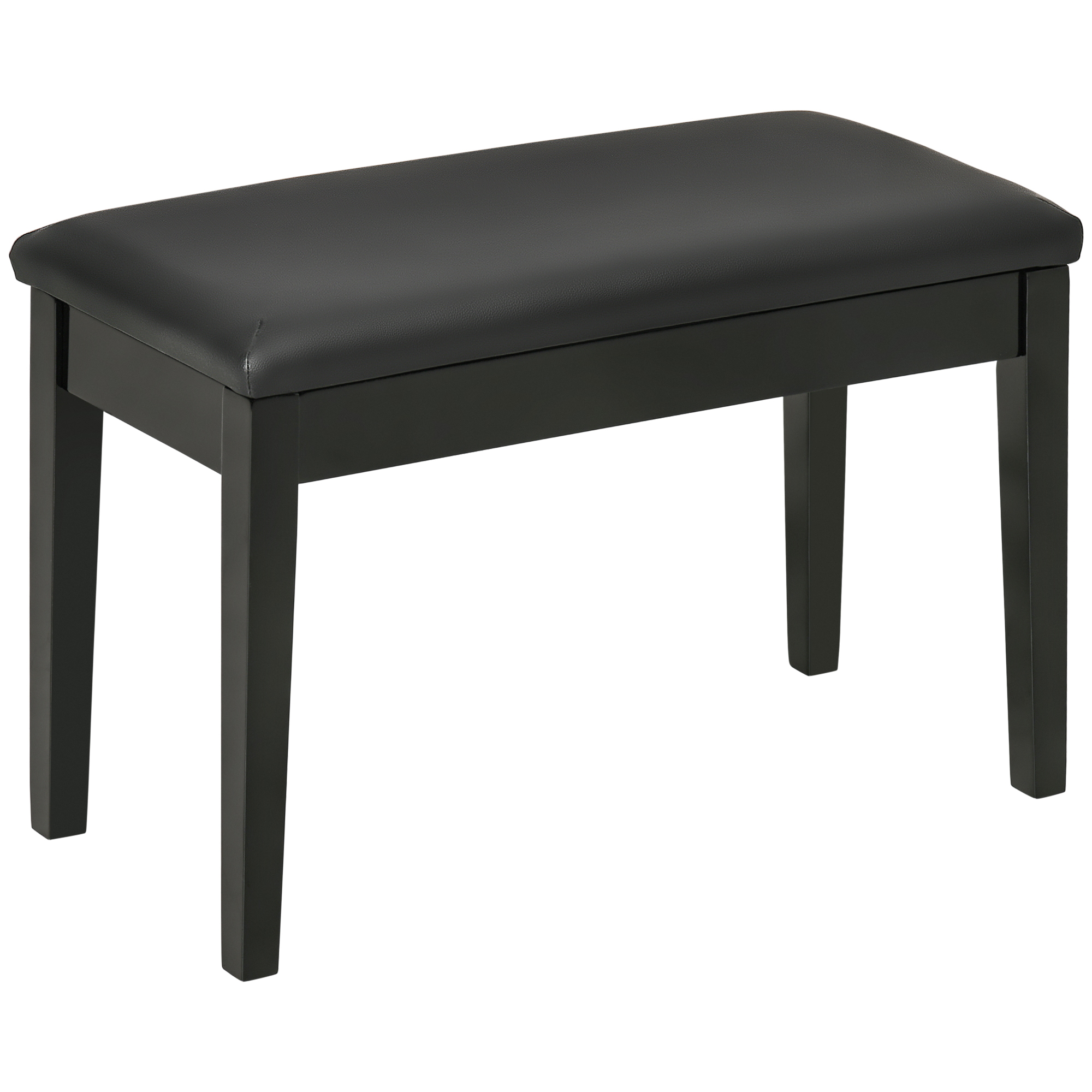 HOMCOM Pianokruk Gestoffeerd Kunstleer Stevige Houten Poten Draagvermogen 150 kg Antislip Beschermers 75x35x49 cm Zwart | Aosom.nl