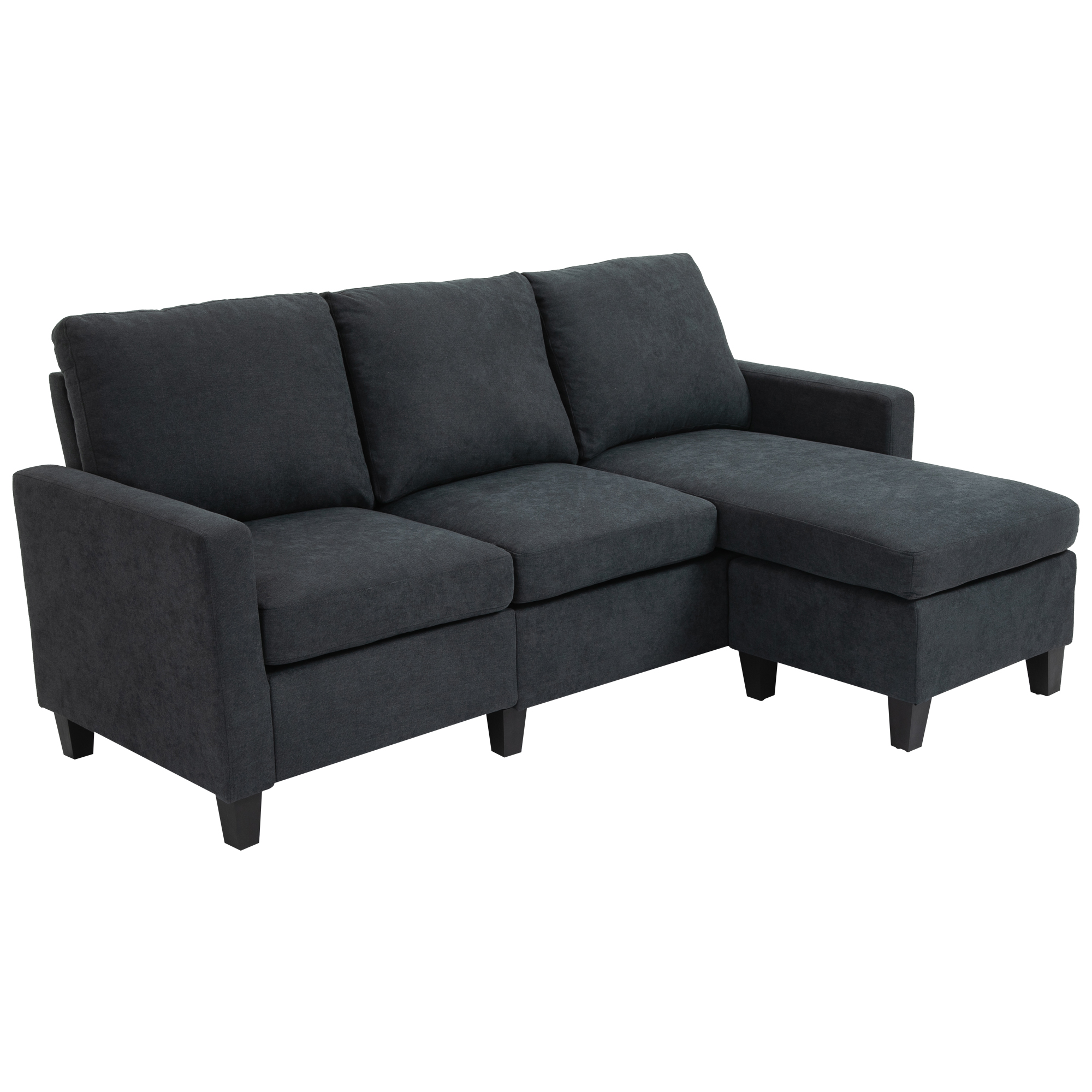 HOMCOM hoekbank, bankstel met omkeerbare chaise longue, 197 x 139 x 91 cm, donkergrijs | Aosom.nl