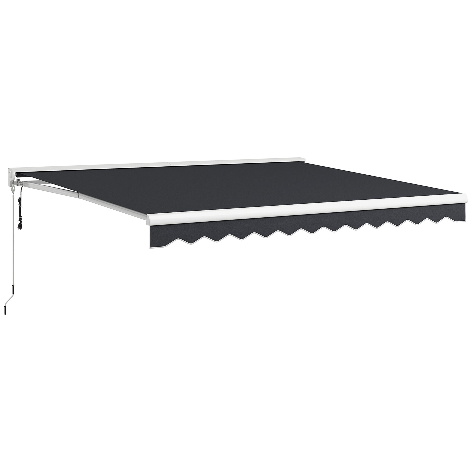 Outsunny Elektrische Markies, Uitschuifbare Markies 4x3m Aluminium Frame, Verstelbare kantelhoek, 270g/m² PU-gecoate polyester, Grijs | Aosom.nl