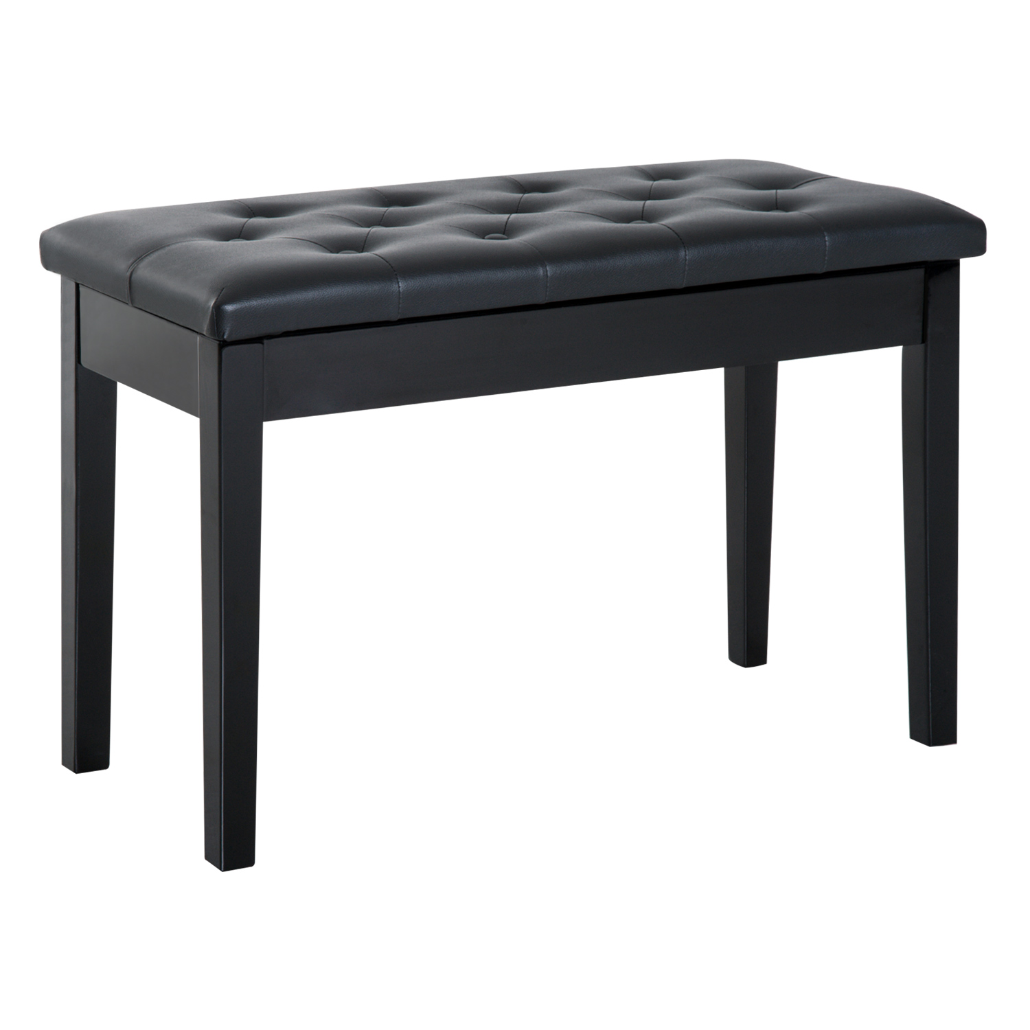 HOMCOM pianokruk, multifunctionele pianobank met opbergruimte, gepolsterd, stevig, 75 x 35 x 50 cm, zwart, ideaal voor make-up | Aosom.nl