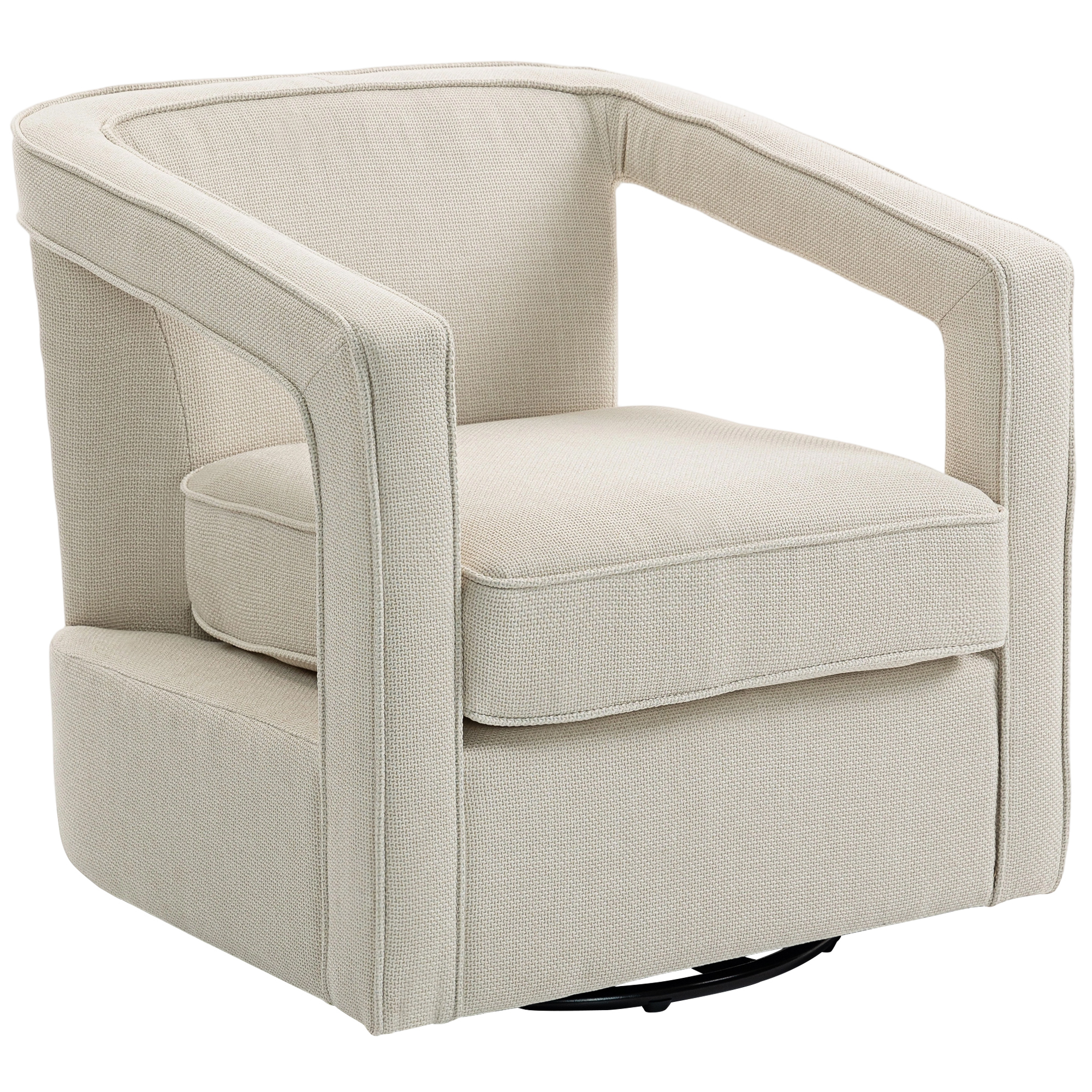 HOMCOM Sessel Wohnzimmer 360° drehbar Loungesessel Relaxsessel mit einteilig Rückenlehne und Armlehnen Polstersessel Lesesessel mit Leinenoptik, Polsterstuhl für Schlafzimmer Beige Aosom