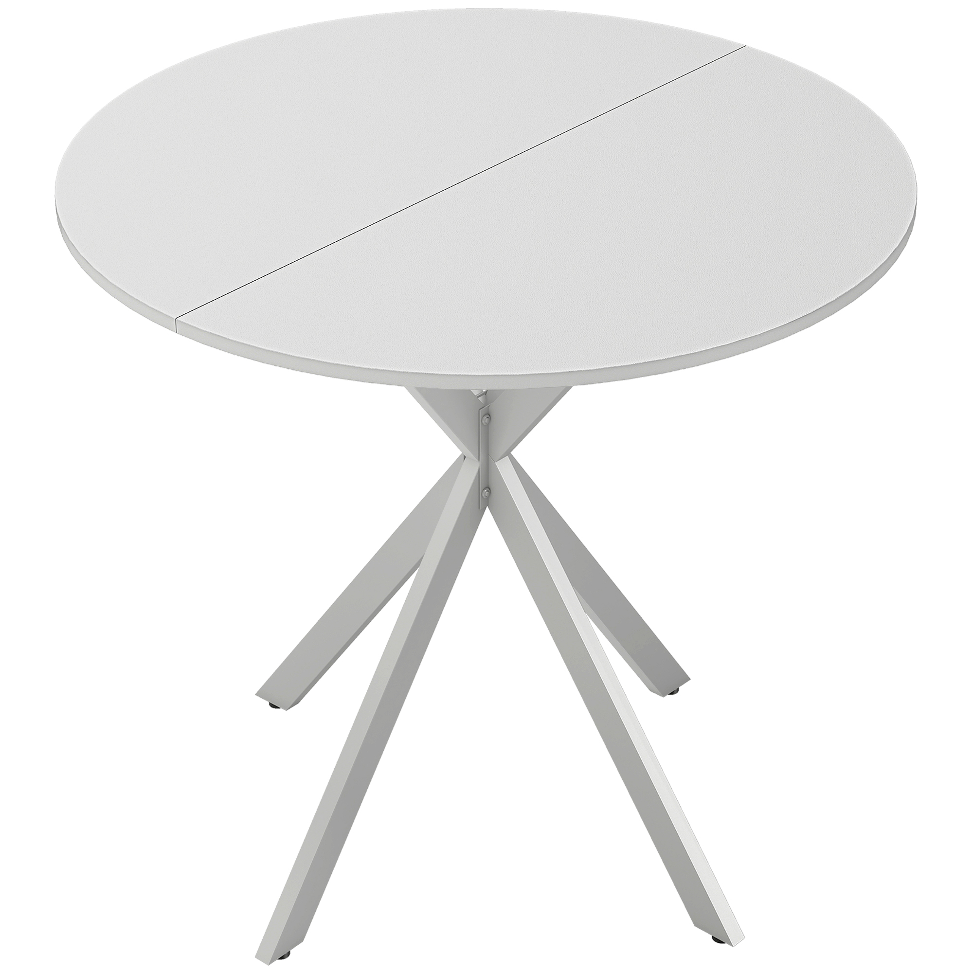 Homcom White 80Cm Industrial Round Dining Table