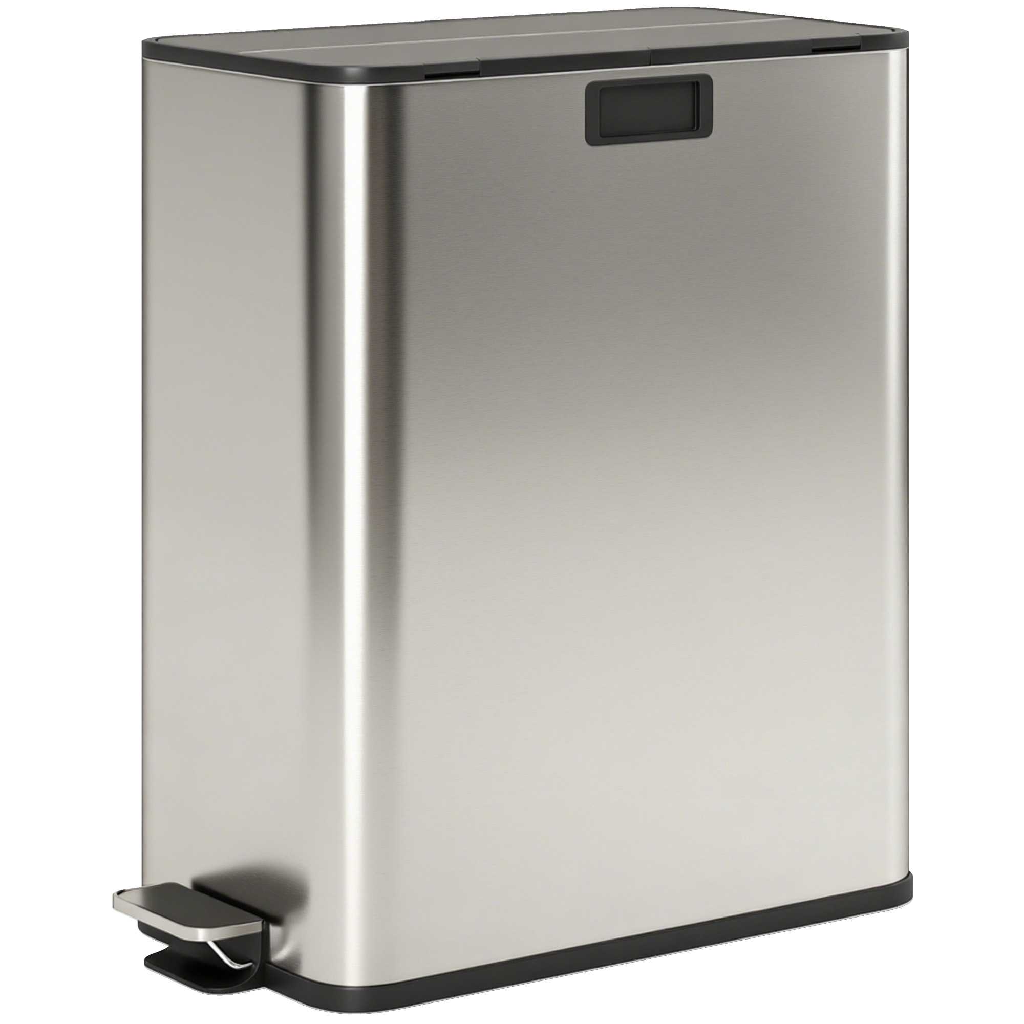 HOMCOM Keukenprullenbak 2 x 28L RVS pedaalemmer met soft-close deksel, uitneembare binnenemmers