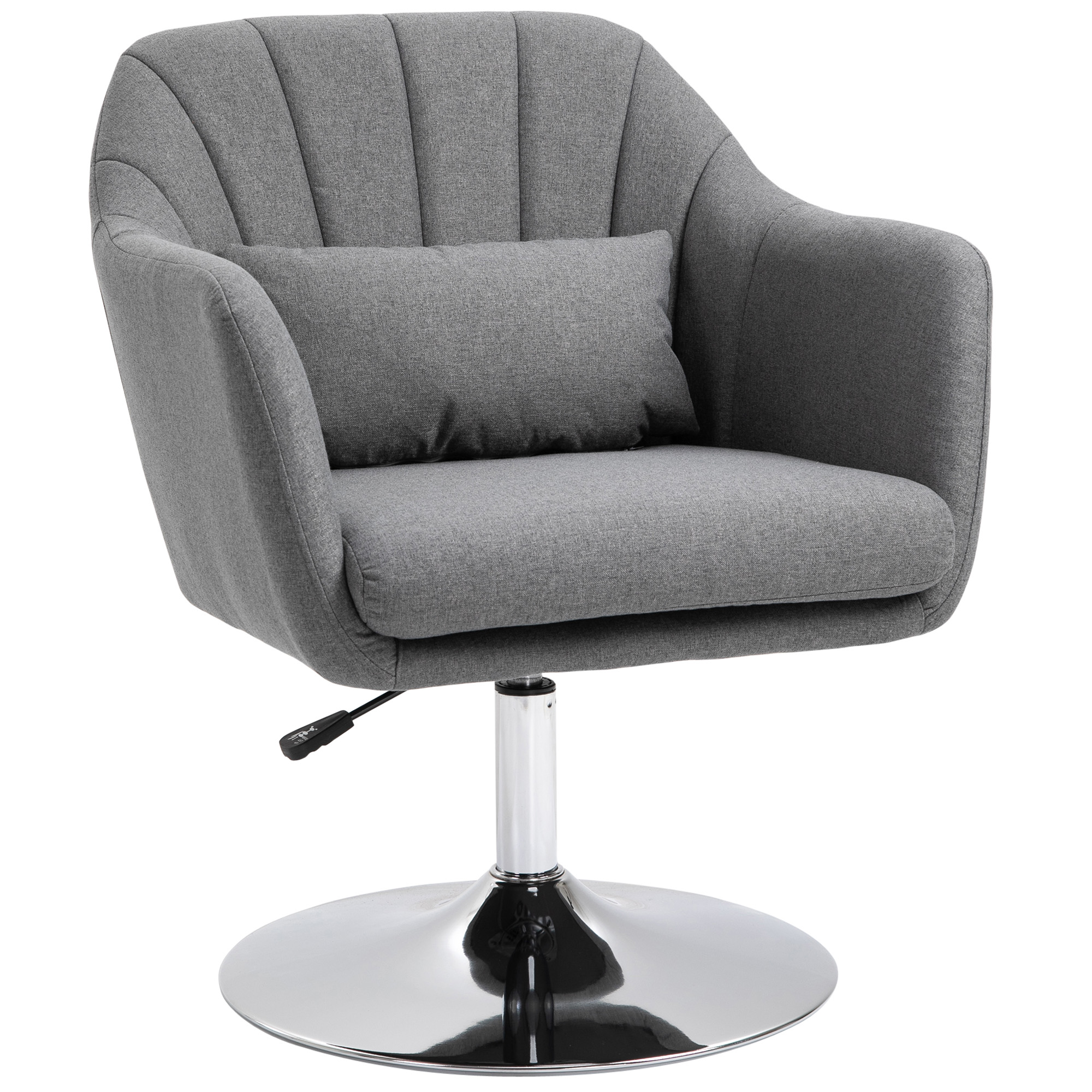 Homcom Dark Grey Swivel Accent Chair, Anti-Cat-Scratch Vanity Armchair With Adjustable Height Thick Cushion Lumbar Support Armrest For Bedroom | Aosom Uk