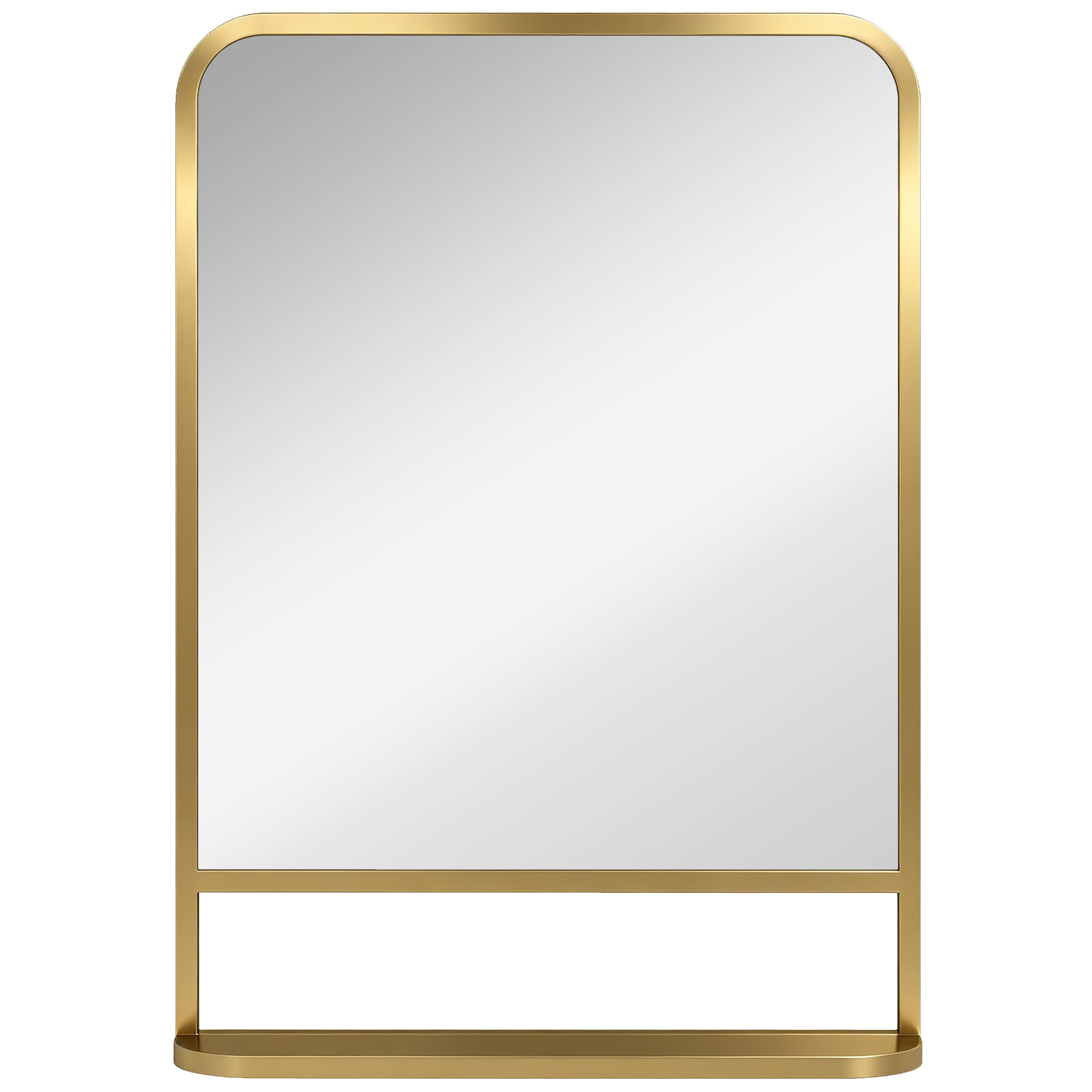 Homcom Gold Tone Modern Rectangular Wall Mirror With Storage Shelf, 70 X 50 Cm,