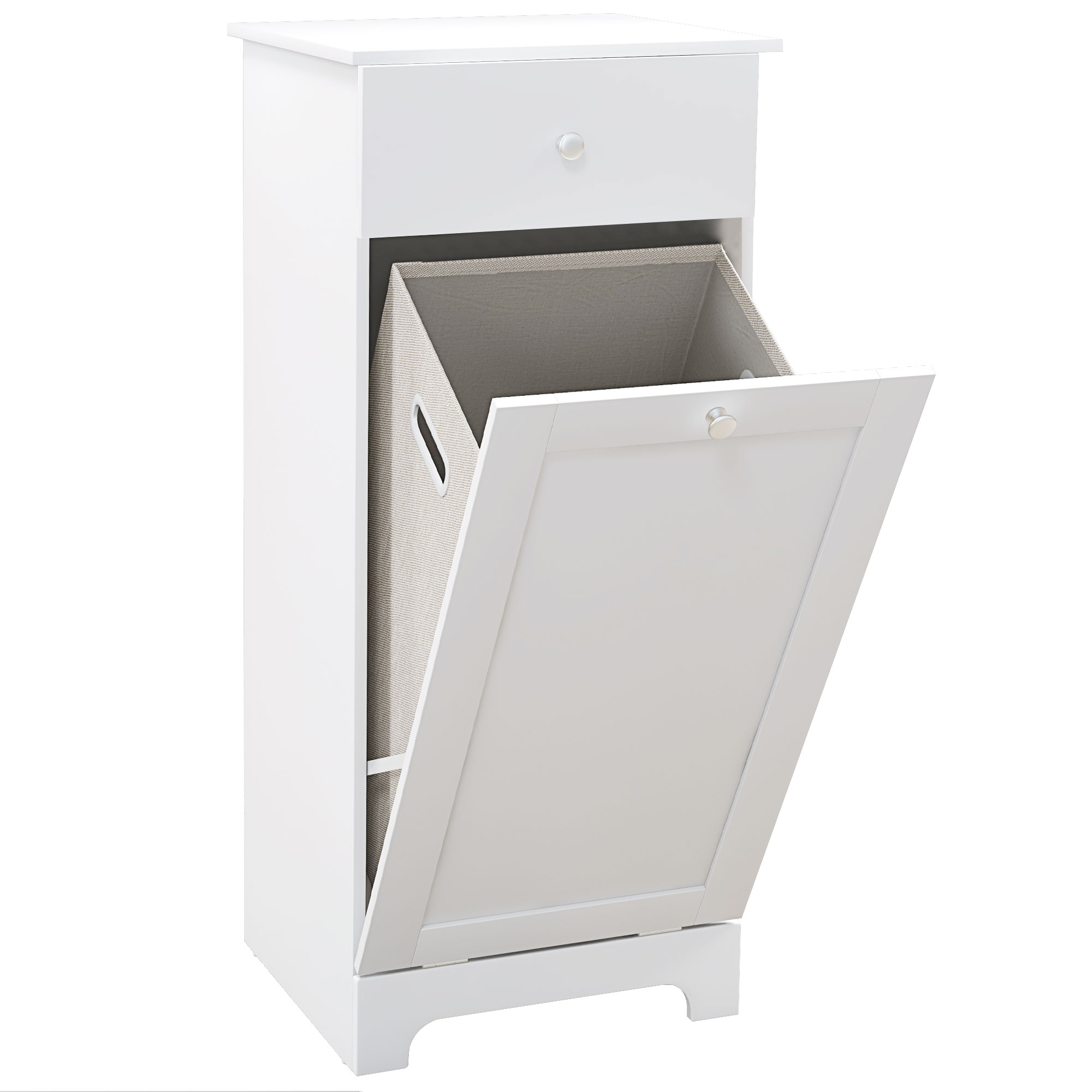 HOMCOM Bathroom Cabinet with Laundry Basket, Bathroom Storage Unit with Foldable Laundry Hamper and Drawer for Washroom, White   Aosom UK