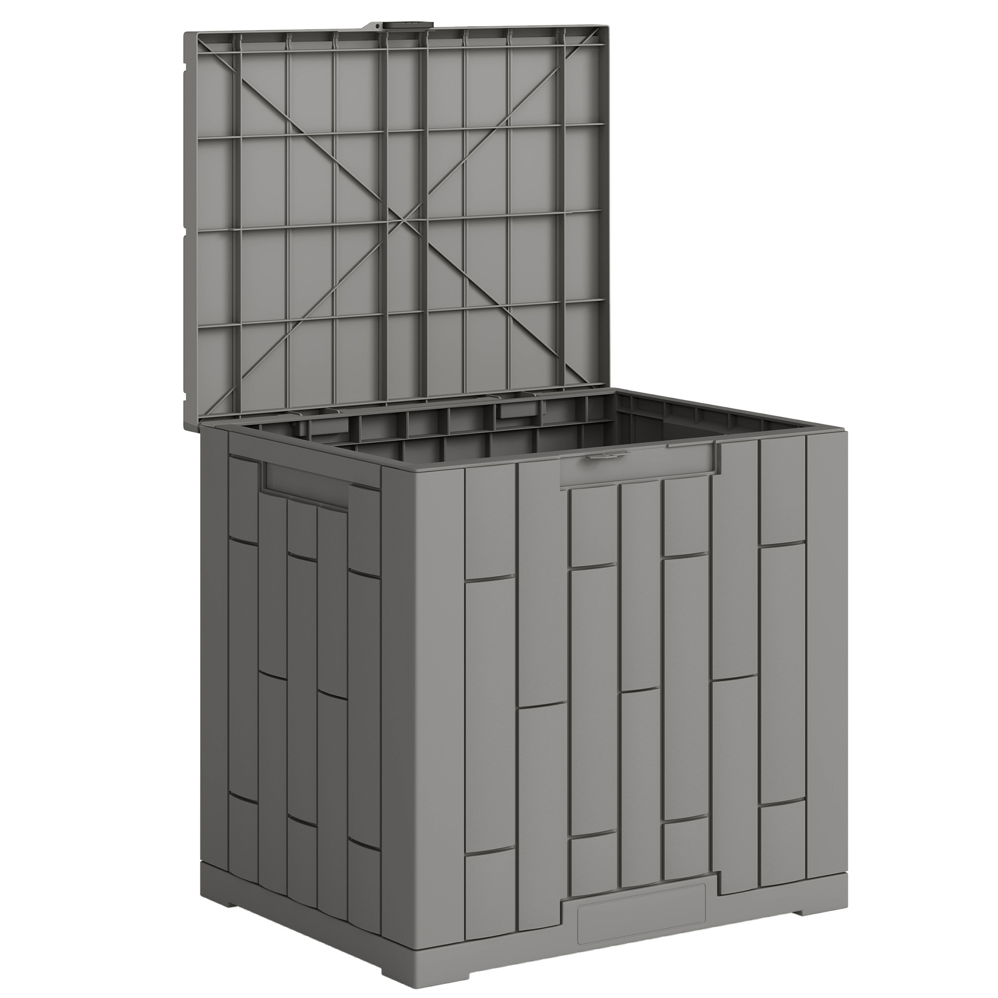 Outsunny Baú Exterior Capacidade 114 L Baú de Armazenamento Exterior Resistente à Água e aos Raios UV com Fecho Cinzento Aosom Portugal