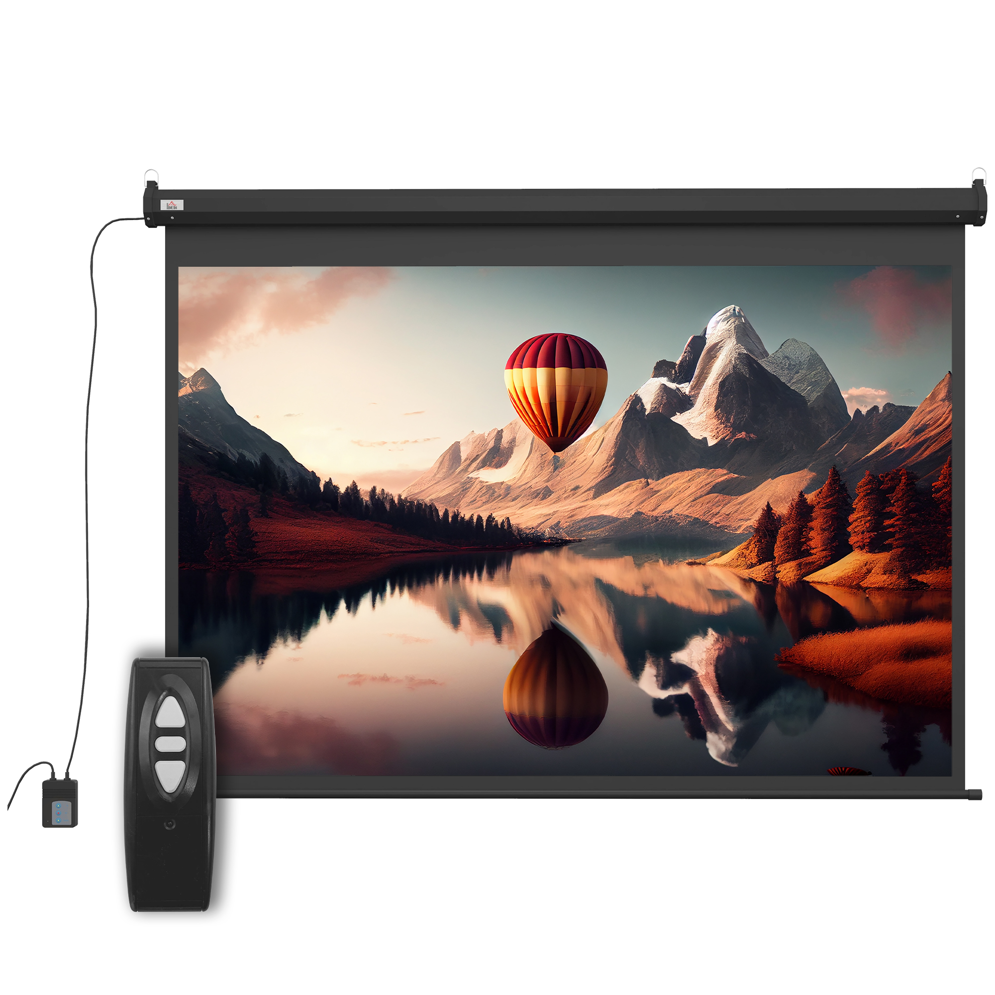 HOMCOM Beamer Leinwand 84" 171 x 130 cm 4:3 HD 4K Elektrische Projektionsleinwand mit Fernbedienung Motor Leinwand für Heimkino oder Präsentationen Schwarz Aosom