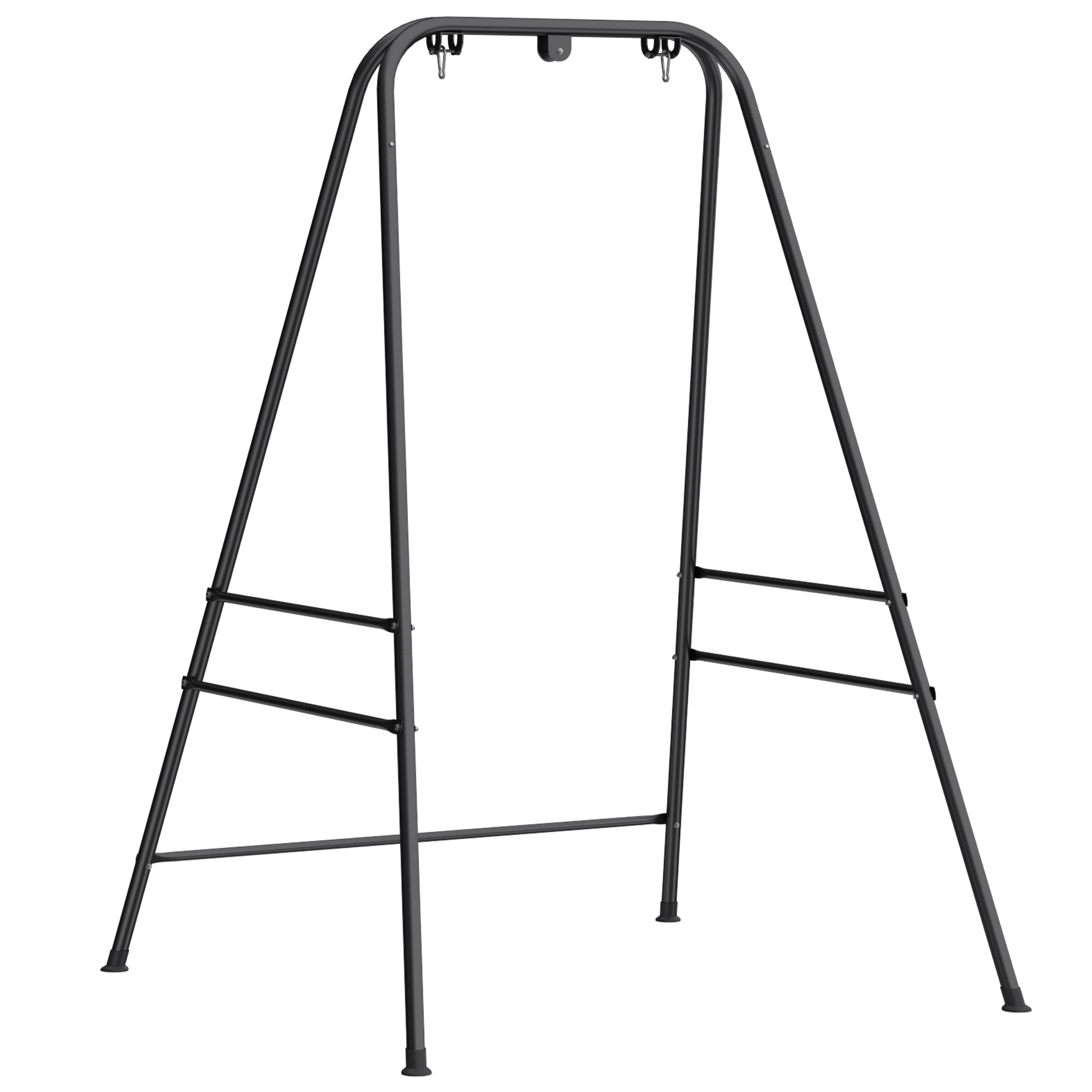 Outsunny Suporte para Cadeira Suspensa Rede 183 cm Suporte para Balanço Estrutura de Aço Almofadas Antiderrapantes Preto Aosom Portugal