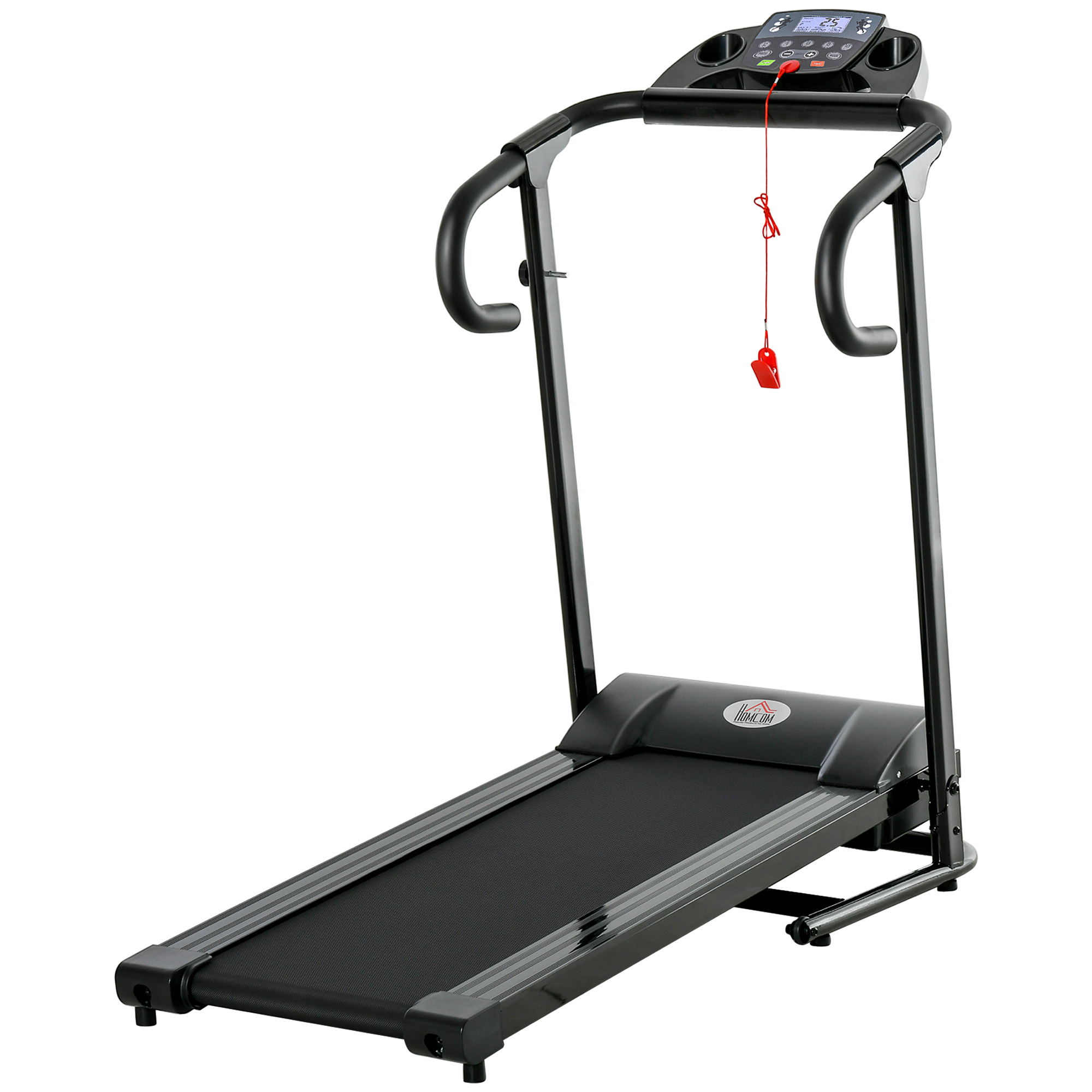 HOMCOM Laufband elektrisch klappbar 500W 0,8-10km/h mit LCD-Display & Handyhalterung in Schwarz 123x62x117cm für Zuhause Aosom.de