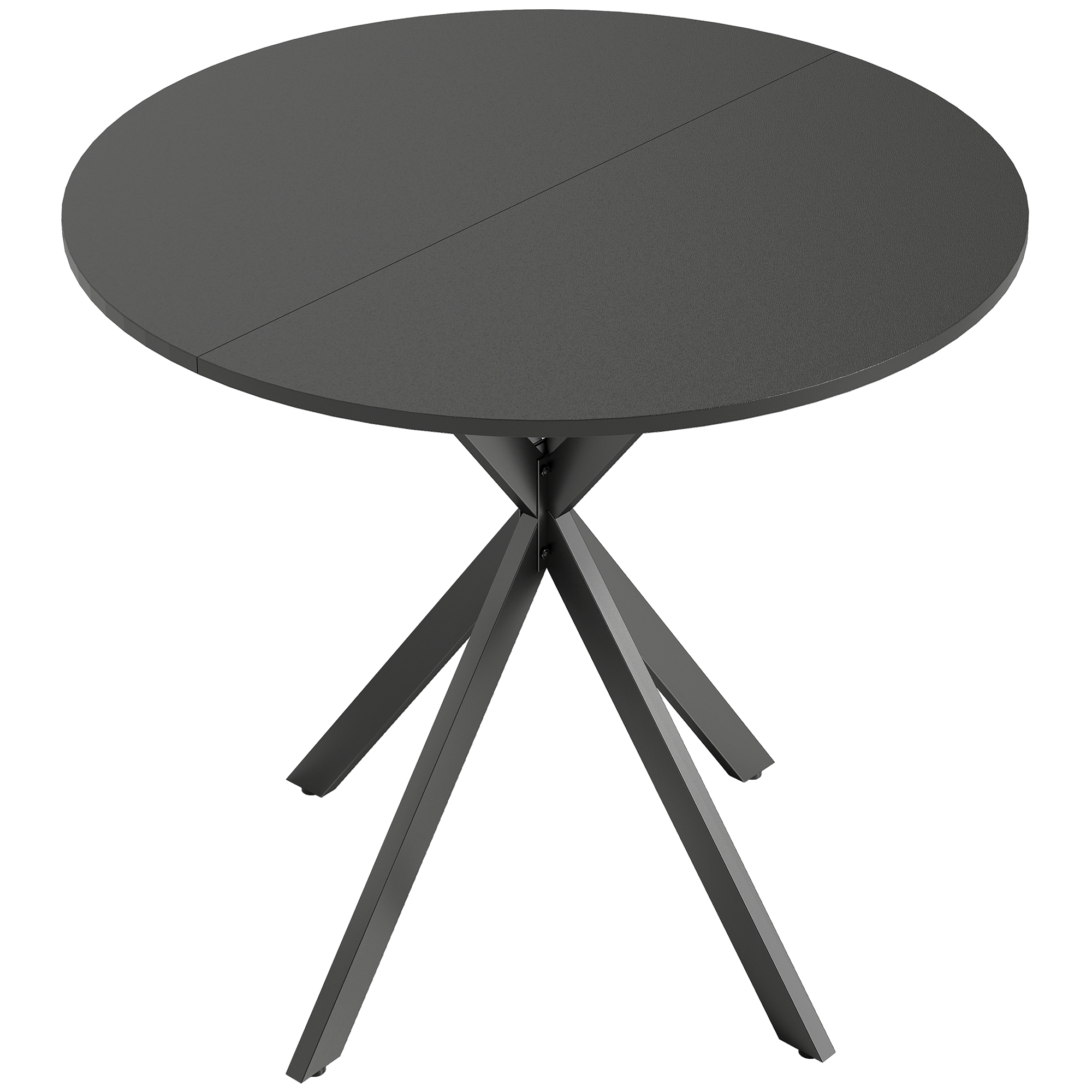 HOMCOM Runder Esstisch Ø80cm Esszimmertisch im Industriestil mit Stahlbeinen, Küchentisch für Esszimmer, Küche, Homeoffice, Schwarz Aosom