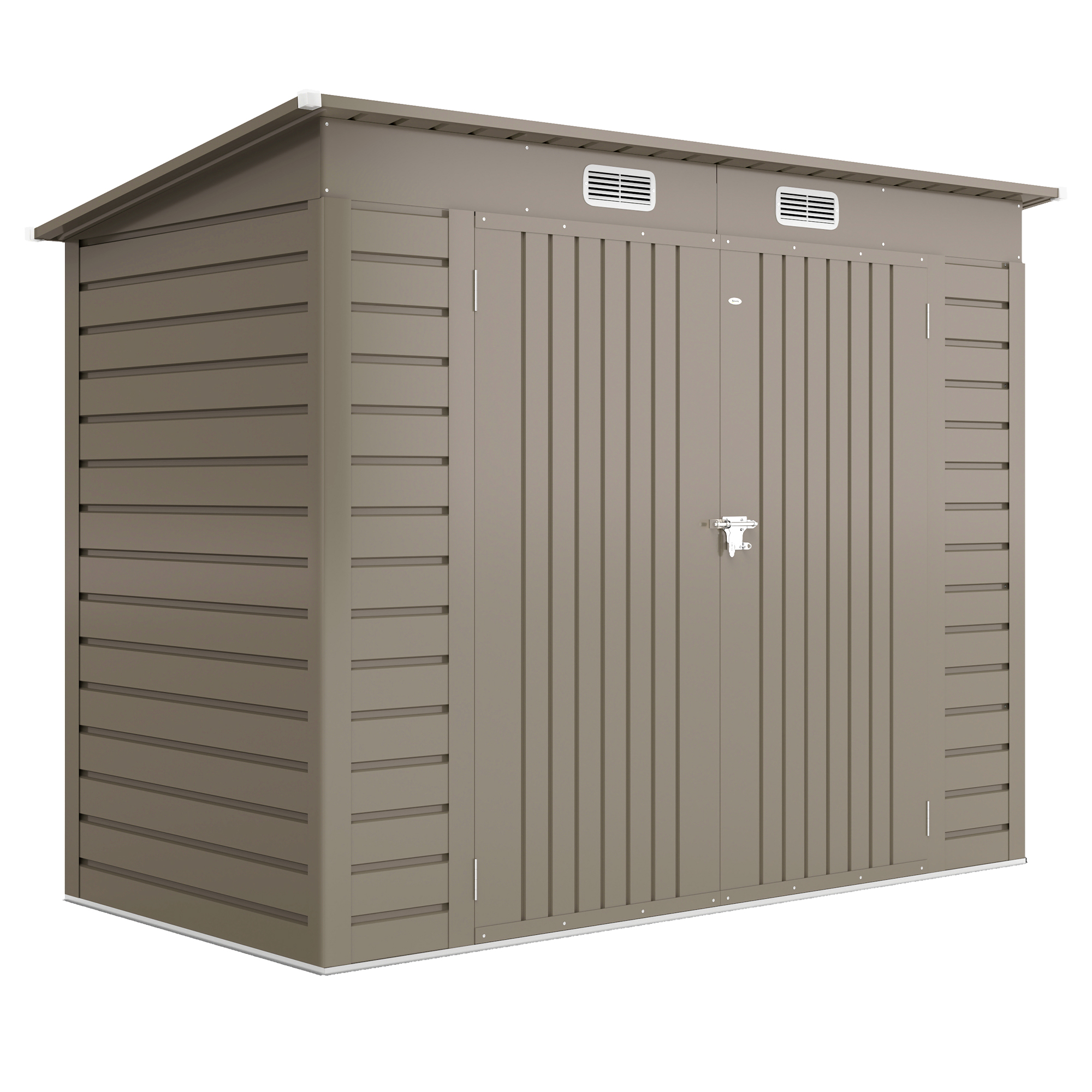 Outsunny Adăpost de Grădină 8 x 4FT din Metal, cu Uși Duble și 2 Ventilații, Gri | Aosom Romania