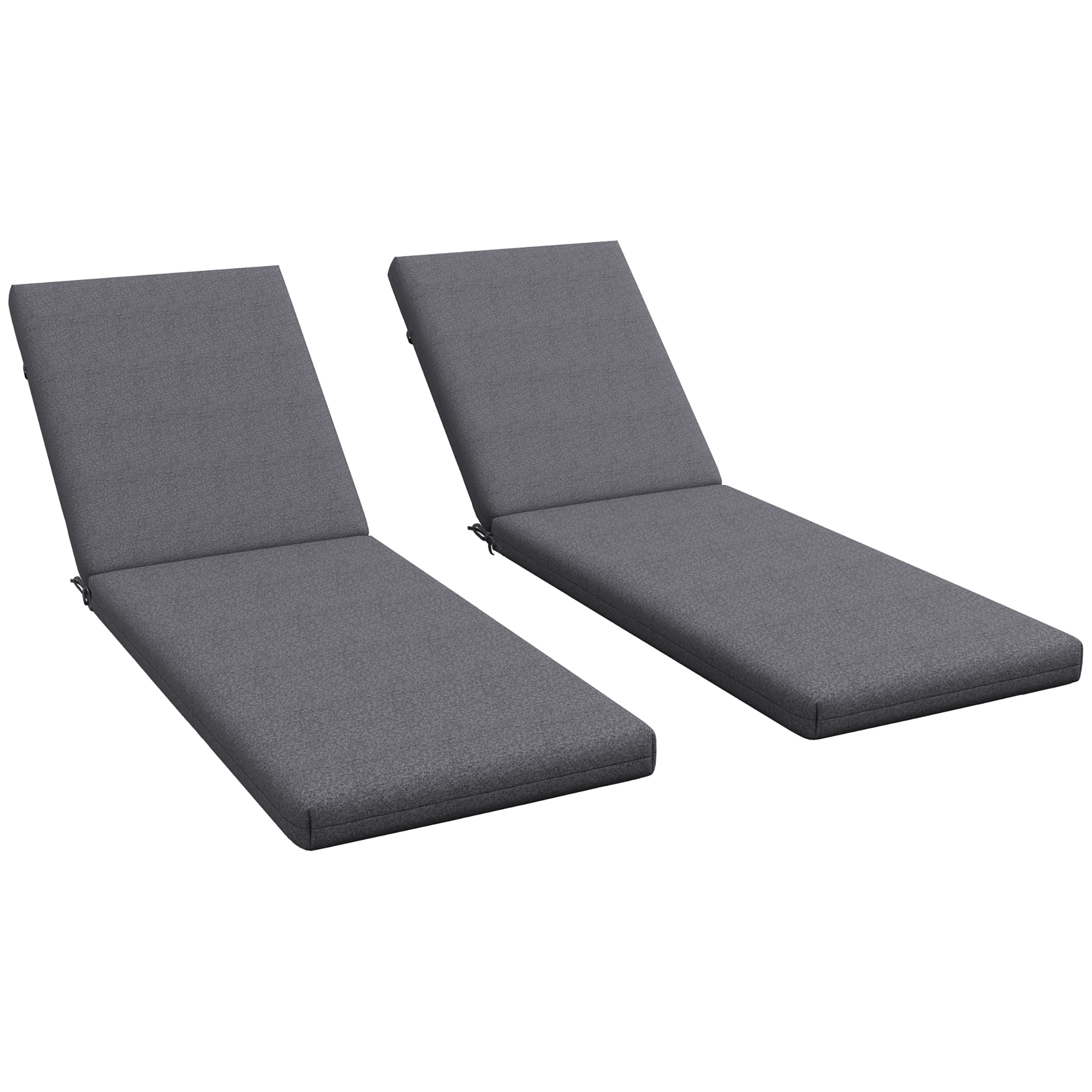 Outsunny Set de 2 Perne pentru Șezut și Spătar, Înlocuire Perne pentru Scaune de Patio, Perne cu Șnururi pentru Interior și Exterior, Gri | Aosom Romania