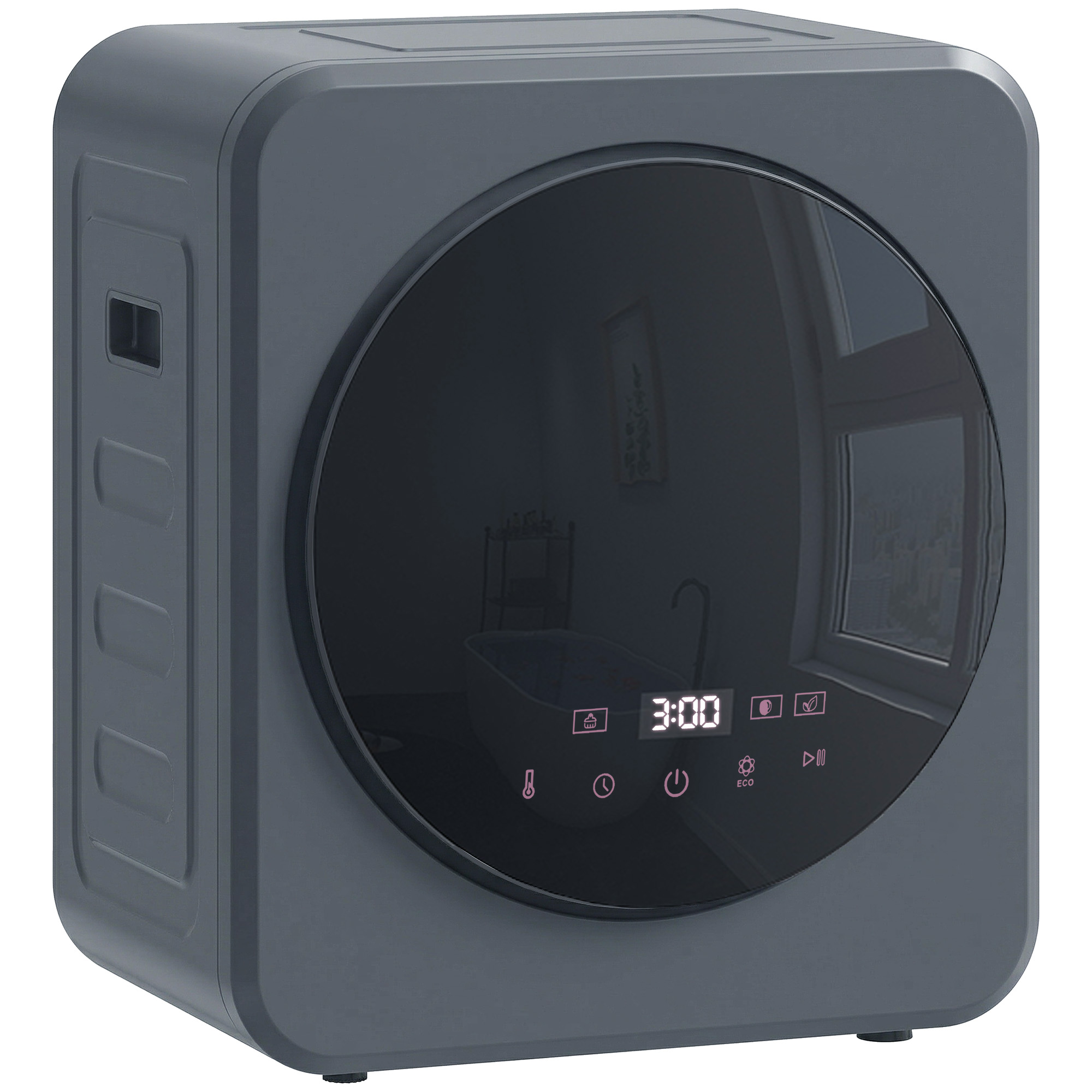 Homcom Grey Vented Tumble Dryer, 4Kg Front Tumble Dryer With Stainless Steel Tub, 800W Compact Freestanding
