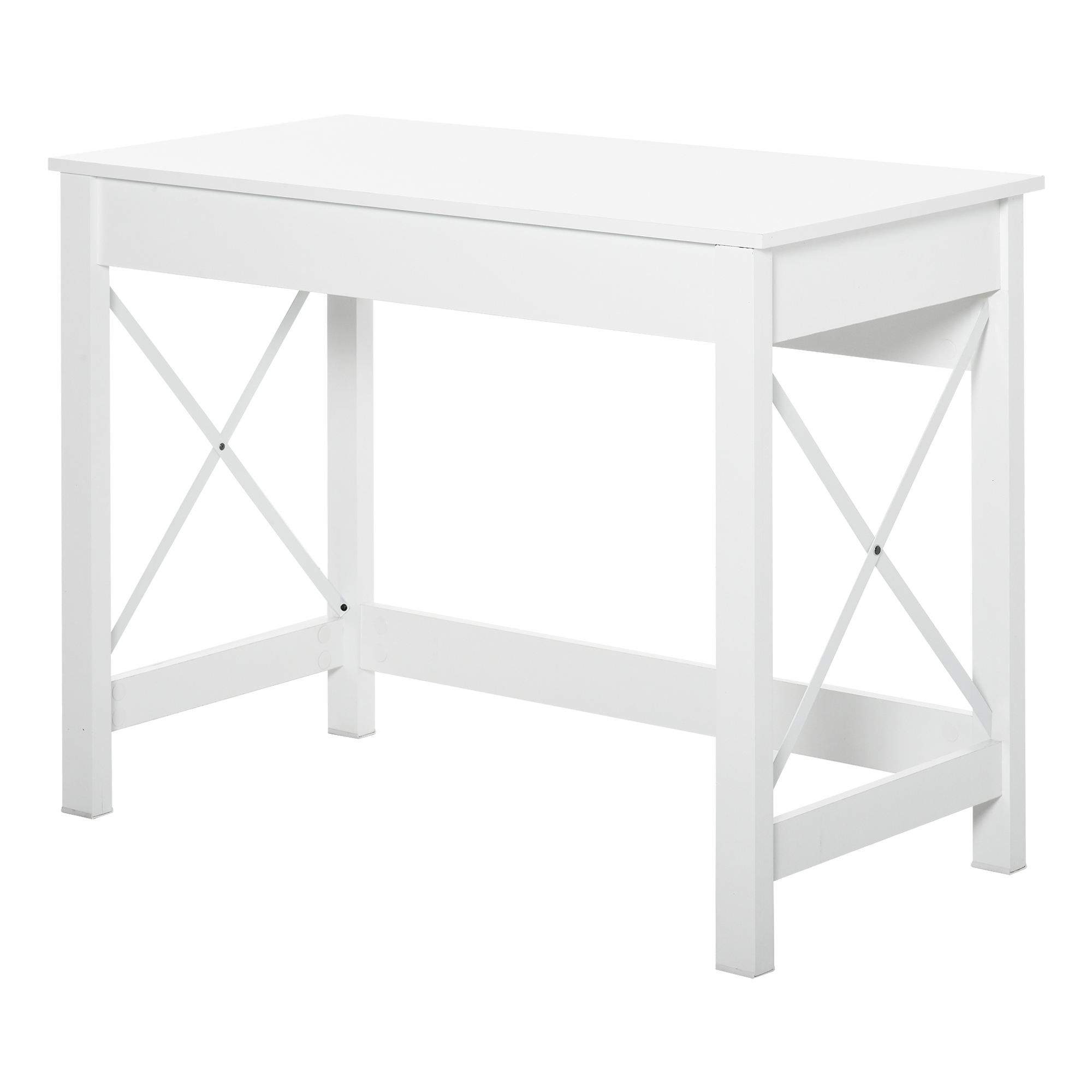 HOMCOM Computertisch, 105 x 50 cm, Arbeitsplatz, moderner Stil, X-verstärkter Rahmen, Schreibtisch für Wohnzimmer, Arbeitszimmer, kleine Räume, weiß Aosom