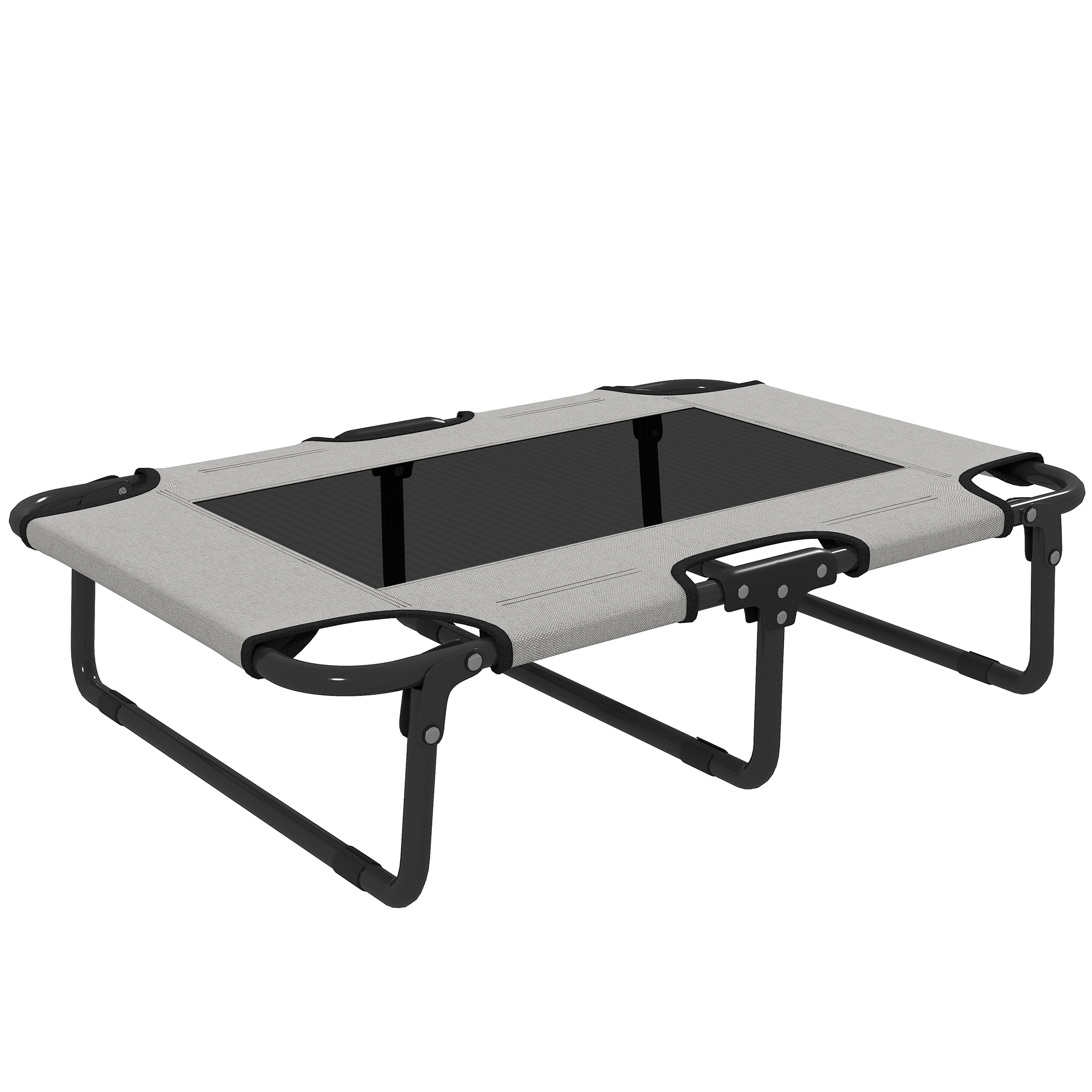 PawHut Cama elevada para cães dobrável, cama para animais de estimação para exterior com design em rede Cinza claro Oxford 75 x 51 x 18 cm