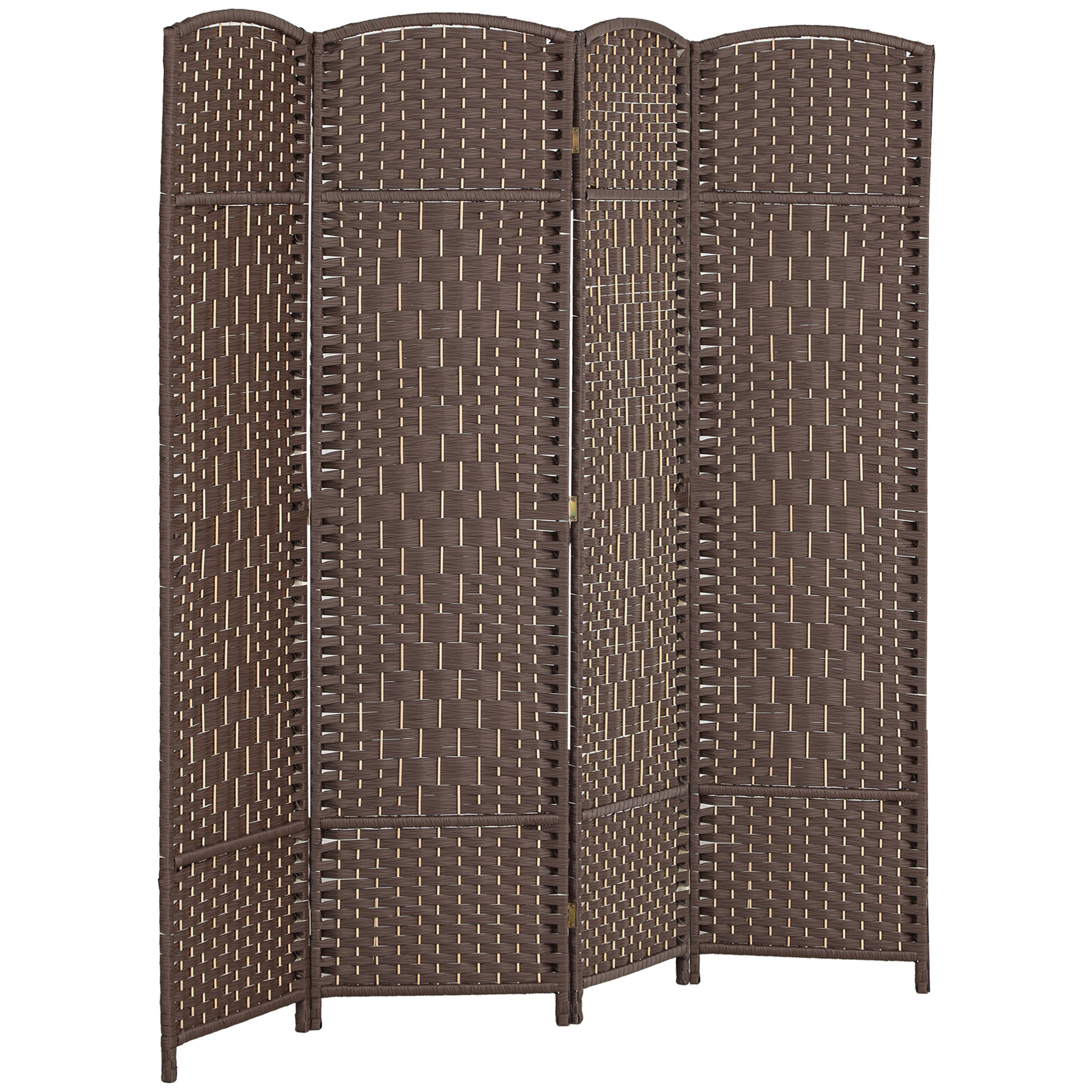 HOMCOM Innen-Paravent aus Holz, 4 Paneele, 180 x 180 cm, faltbarer Raumteiler für Wohnzimmer, Schlafzimmer, Zuhause, Braun Aosom