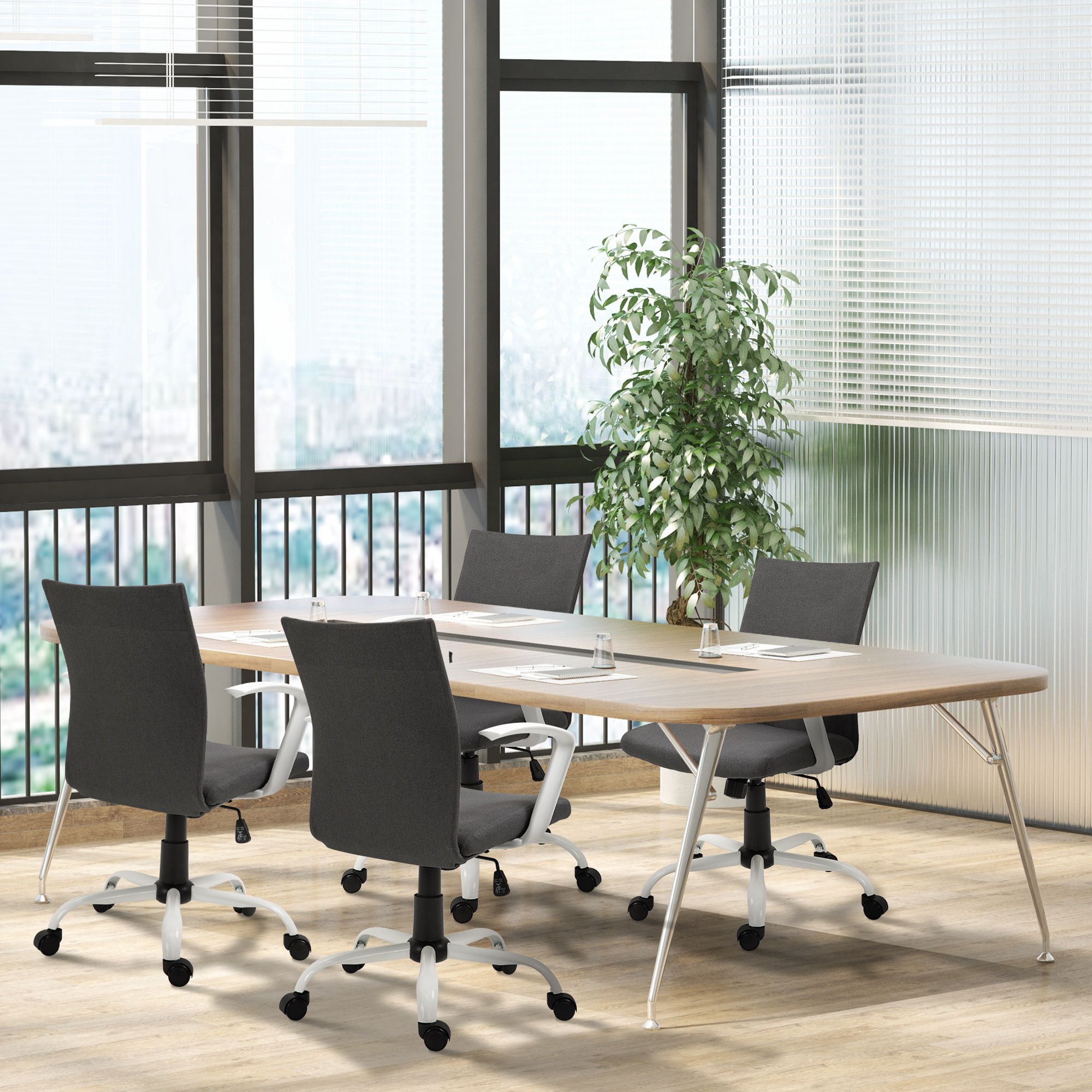 Vinsetto Ergonomischer Bürostuhl mit Wippfunktion, Drehbarer Arbeitsstuhl, Schreibtischsessel höhenverstellbar, 61x61x89-99 cm, Dunkelgrau Aosom – Bild 2 von 2