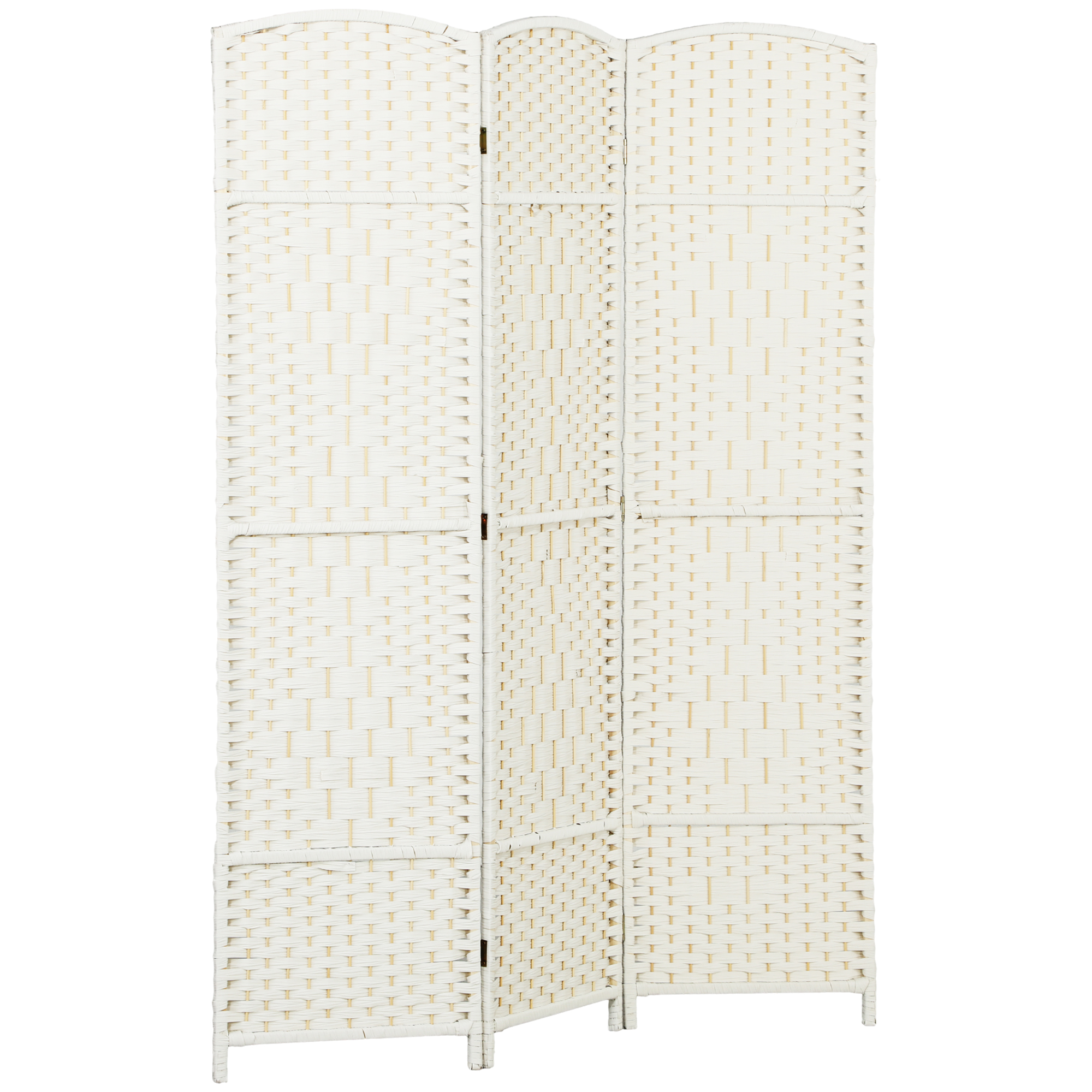 HOMCOM Innen-Paravent aus Holz, 3 Paneele, 135 x 180 cm, faltbarer Raumteiler für Wohnzimmer, Schlafzimmer, Zuhause, weiß Aosom