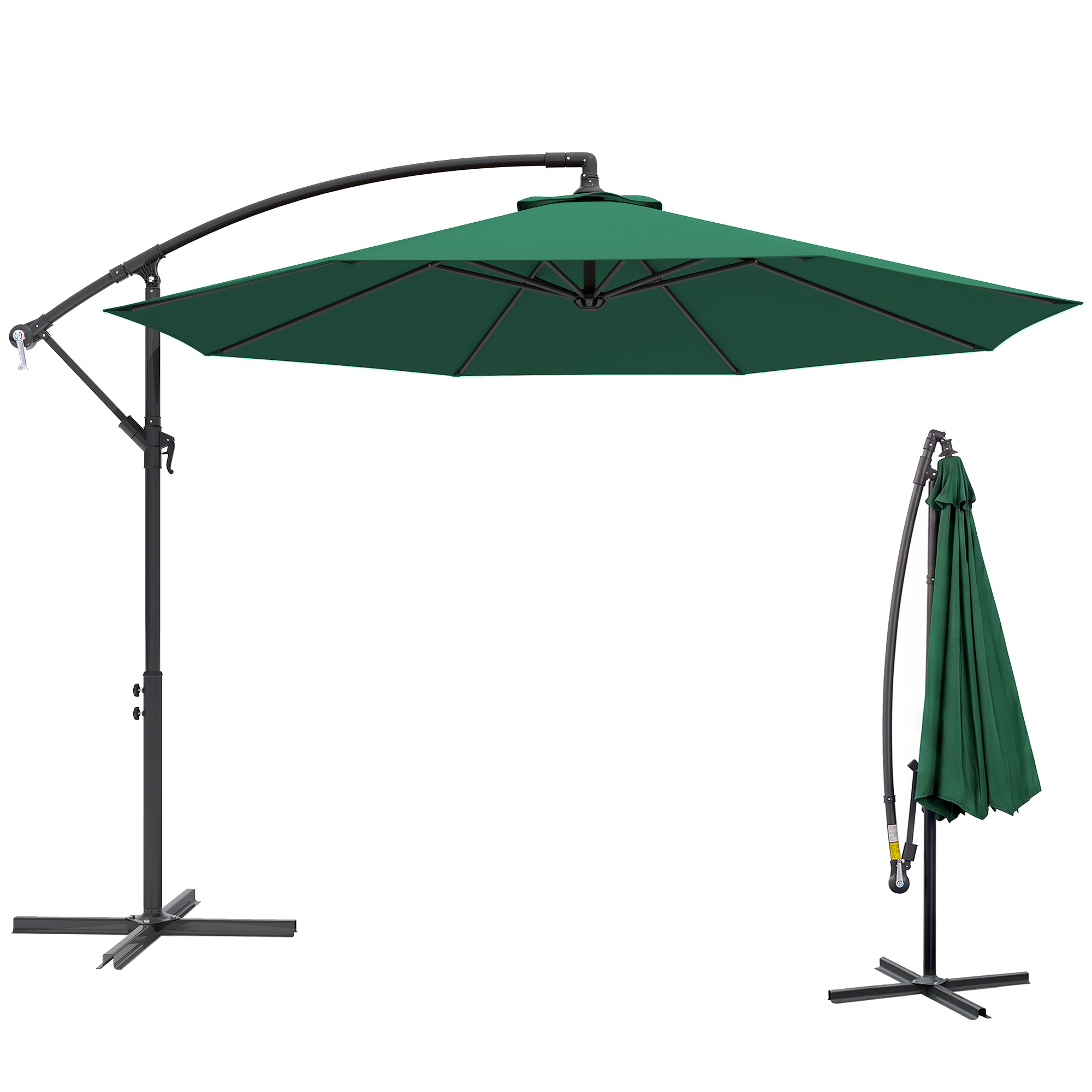 Outsunny Ombrellone da Giardino 3x2.5 m, Inclinabile con Base a Croce e Manovella, in Acciaio e Poliestere