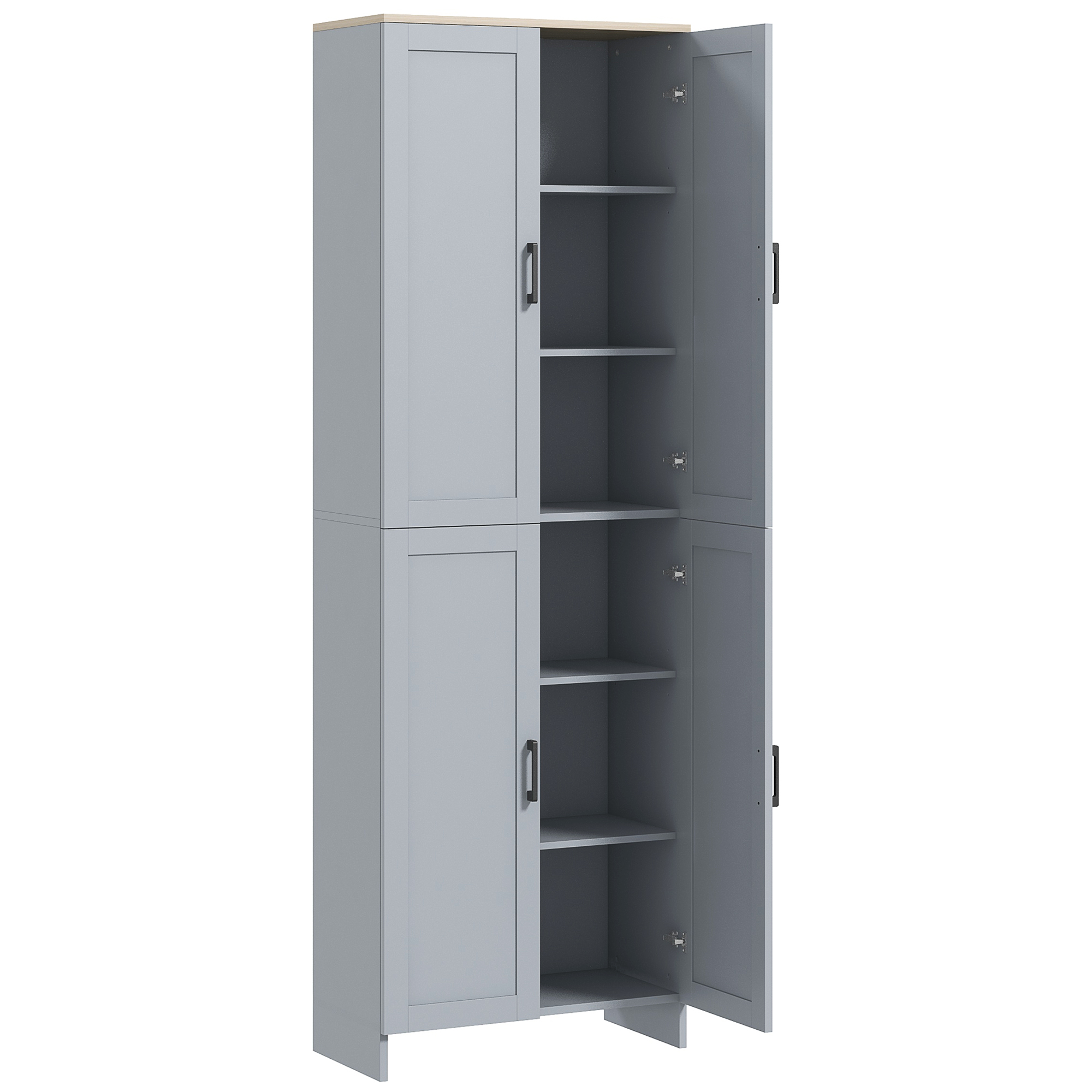 HOMCOM Küchenschrank Buffet Geschirrschrank vielseitiger Aufbewahrungsschrank moderner Stil mit 4 Türen und verstellbaren Regalen, 60 x 30 x 170,5 cm, grau Aosom