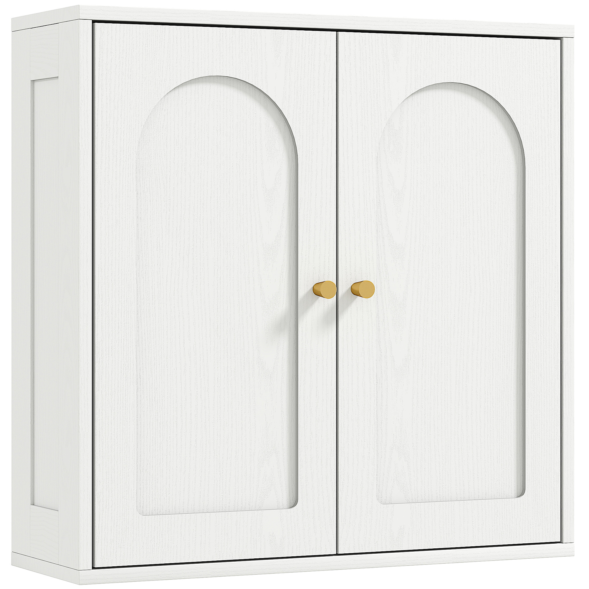 HOMCOM Wandschrank, moderner Hochschrank fürs Bad mit Doppeltür und goldenen Griffen, hängender Badezimmerschrank, 60 x 20 x 60 cm, weiß Aosom