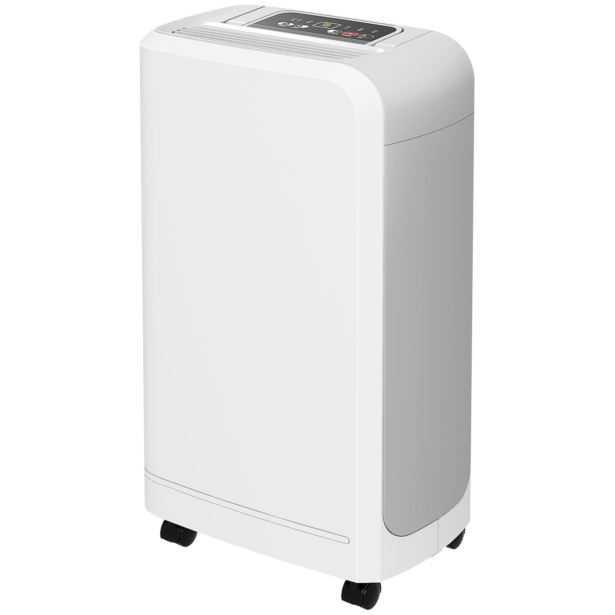 HOMCOM Entfeuchter für Zuhause 12L/Tag, Tank 0.8L e 4 Funzioni, Tragbarer Entfeuchter 13-18㎡ mit Filter, Griff, Rollen, Display, 24-Stunden-Timer, Automatische Abschaltung für Wohnzimmer, Weiß Aosom