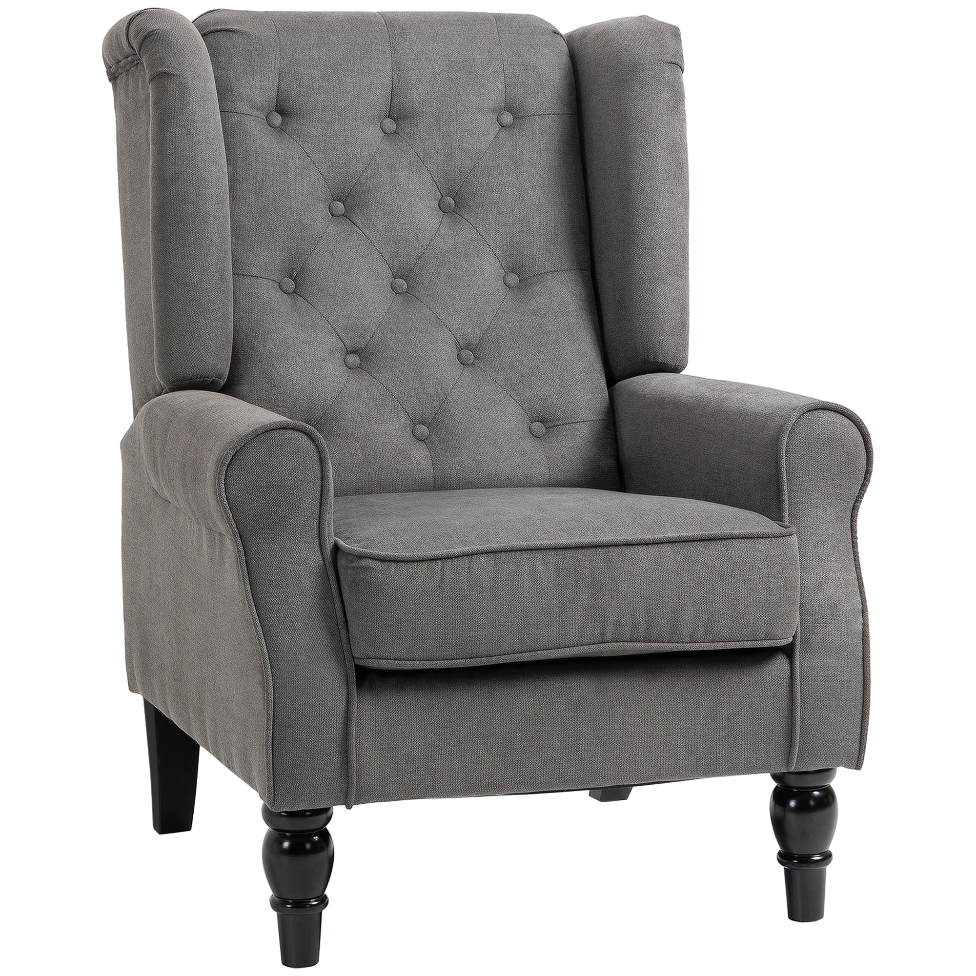 HOMCOM fauteuil, afneembare en wasbare dik kussenhoes, makkelijk schoon te maken, tot 160 kg, Stevige houten poten, 76 x 86 x 108 cm, grijs | Aosom.nl