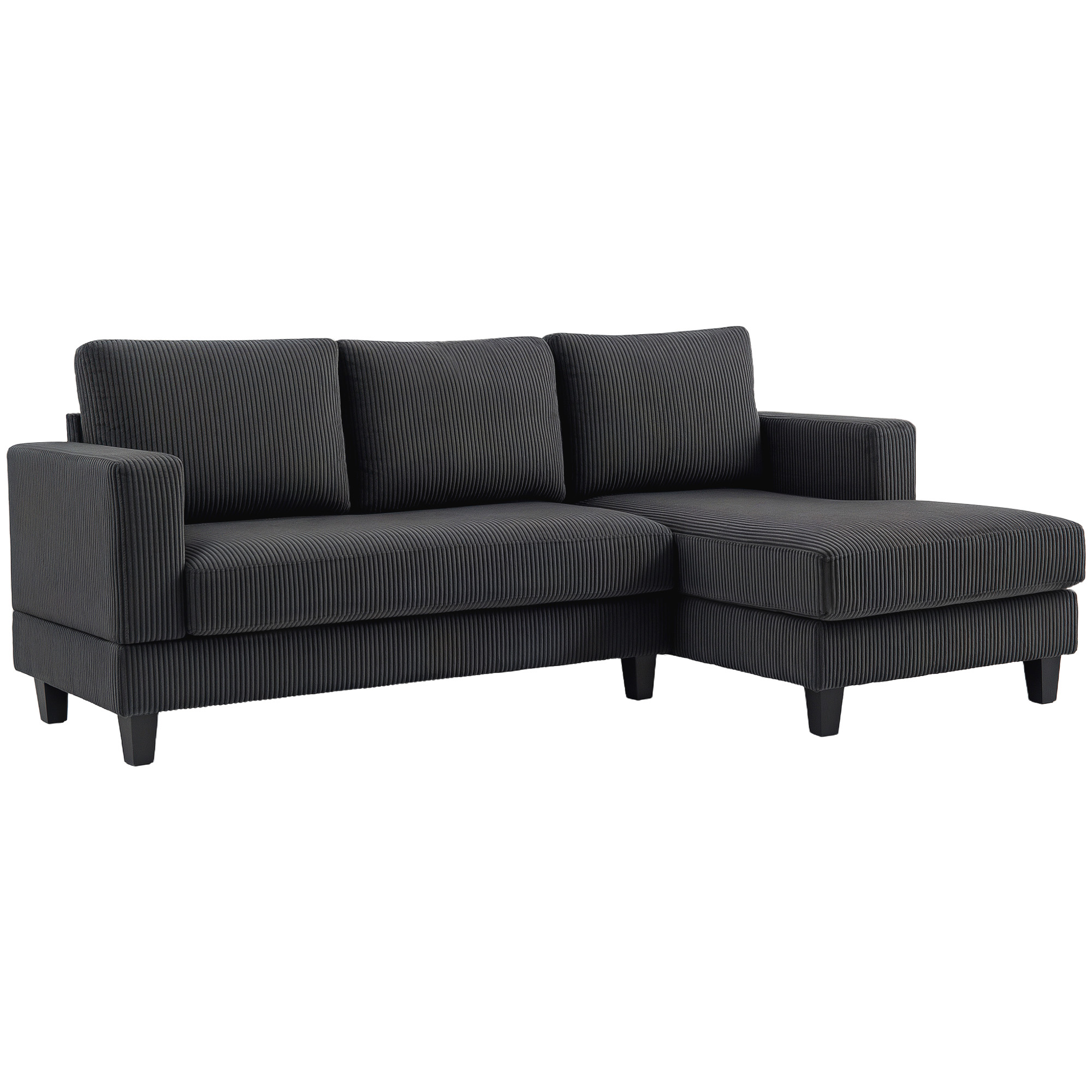 HOMCOM Sofá em L 3 lugares com chaise longue estrutura em madeira