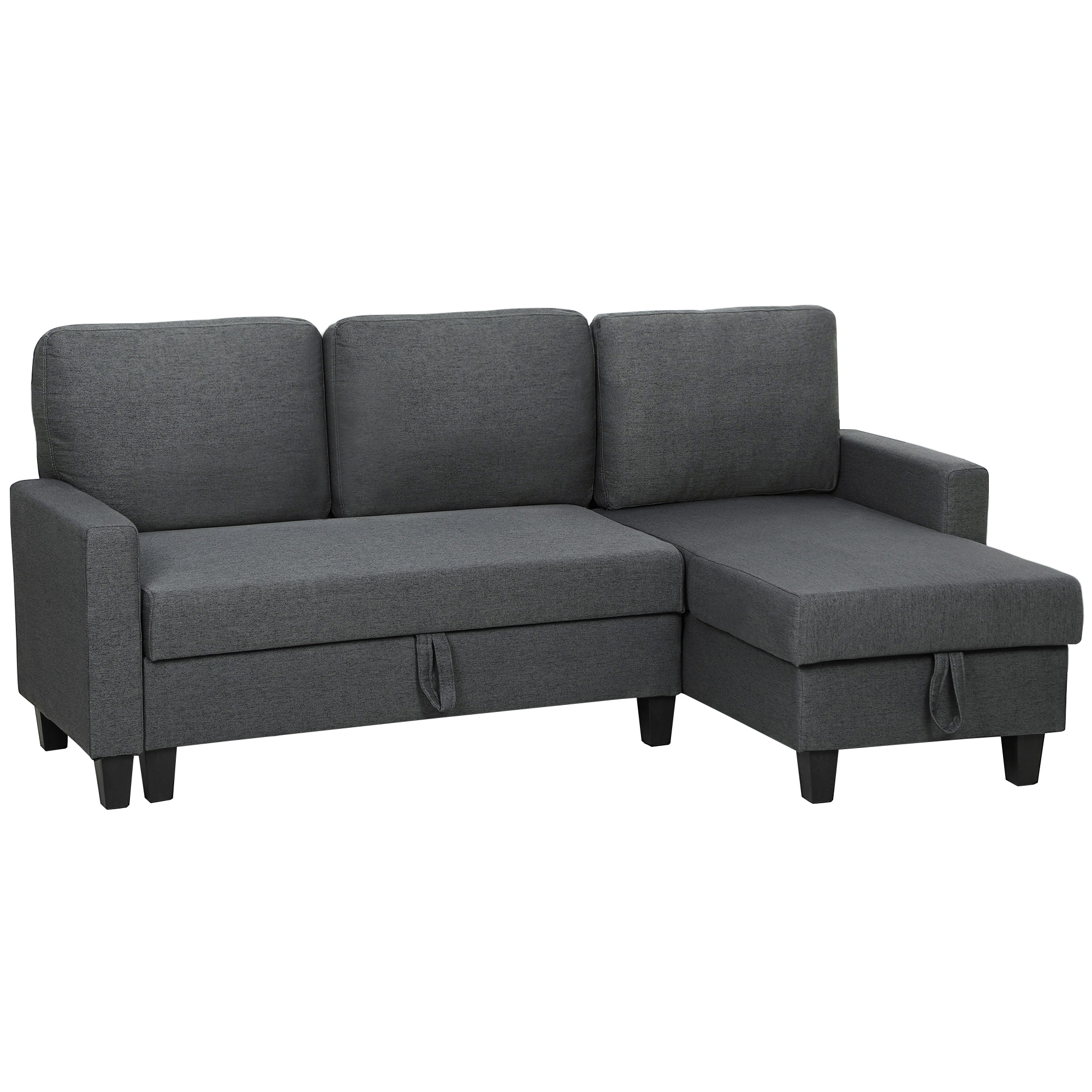HOMCOM Sofá-cama canto L-Form com baú e chaise-longue reversível