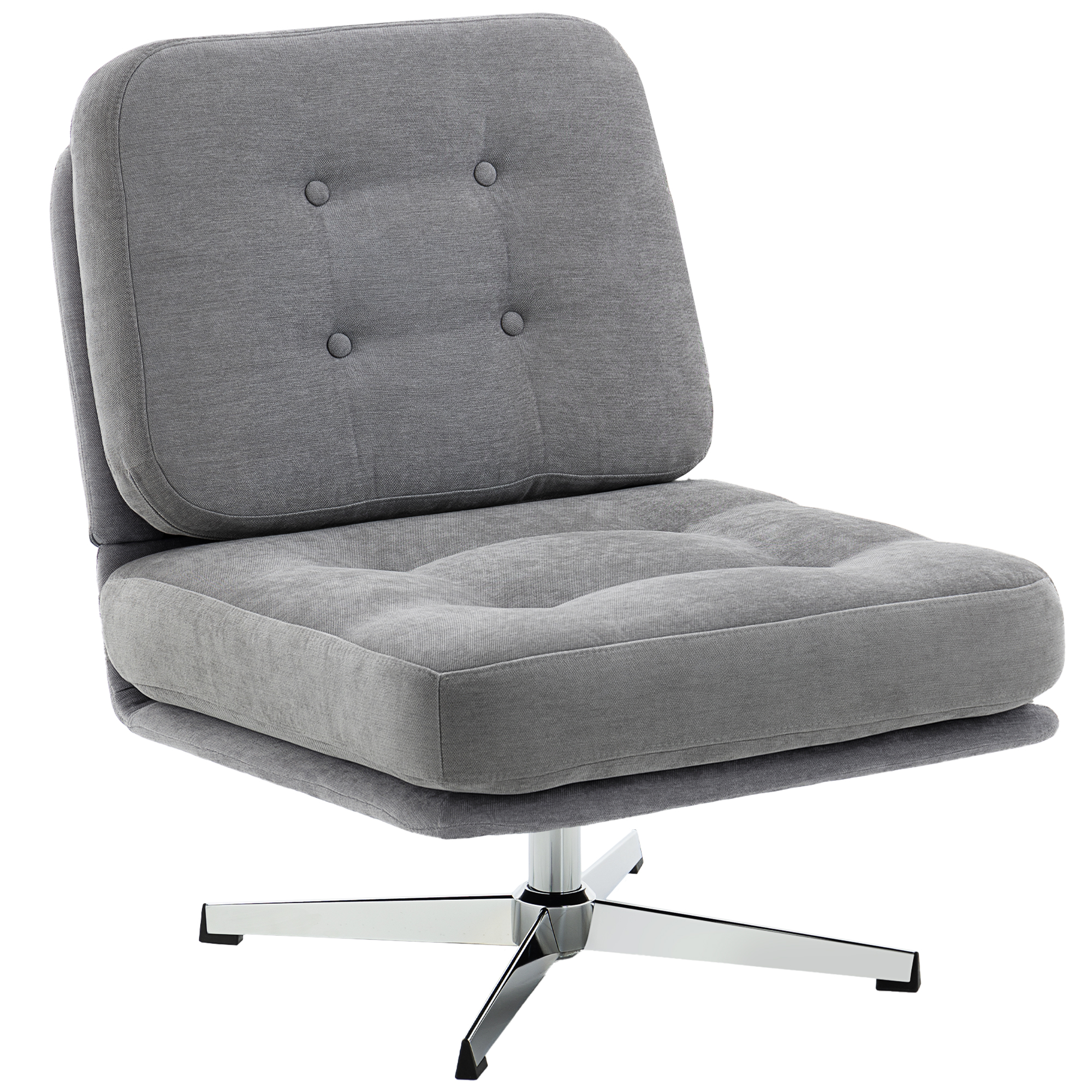 HOMCOM Sessel 360°Drehbarer Loungesessel mit Chenille-Optik, Breiter Sitzfläche, Schneidersitz Polsterstuhl mit Metallbeinen, Gepolstert Relaxsessel Lesesessel für Wohnzimmer, Schlafzimmer, Hellgrau Aosom