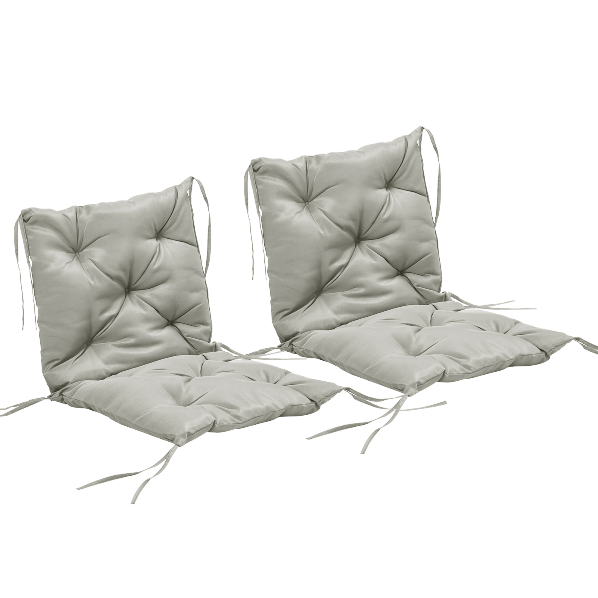 Outsunny 2er-Set Sitzkissen, 98 x 50 cm Stuhlkissen mit Bindebänder, Stoffbezug, 8cm dick Polsterauflage, Sitzpolster für Küche, Büro, Esszimmerstühle, Hellgrau Aosom