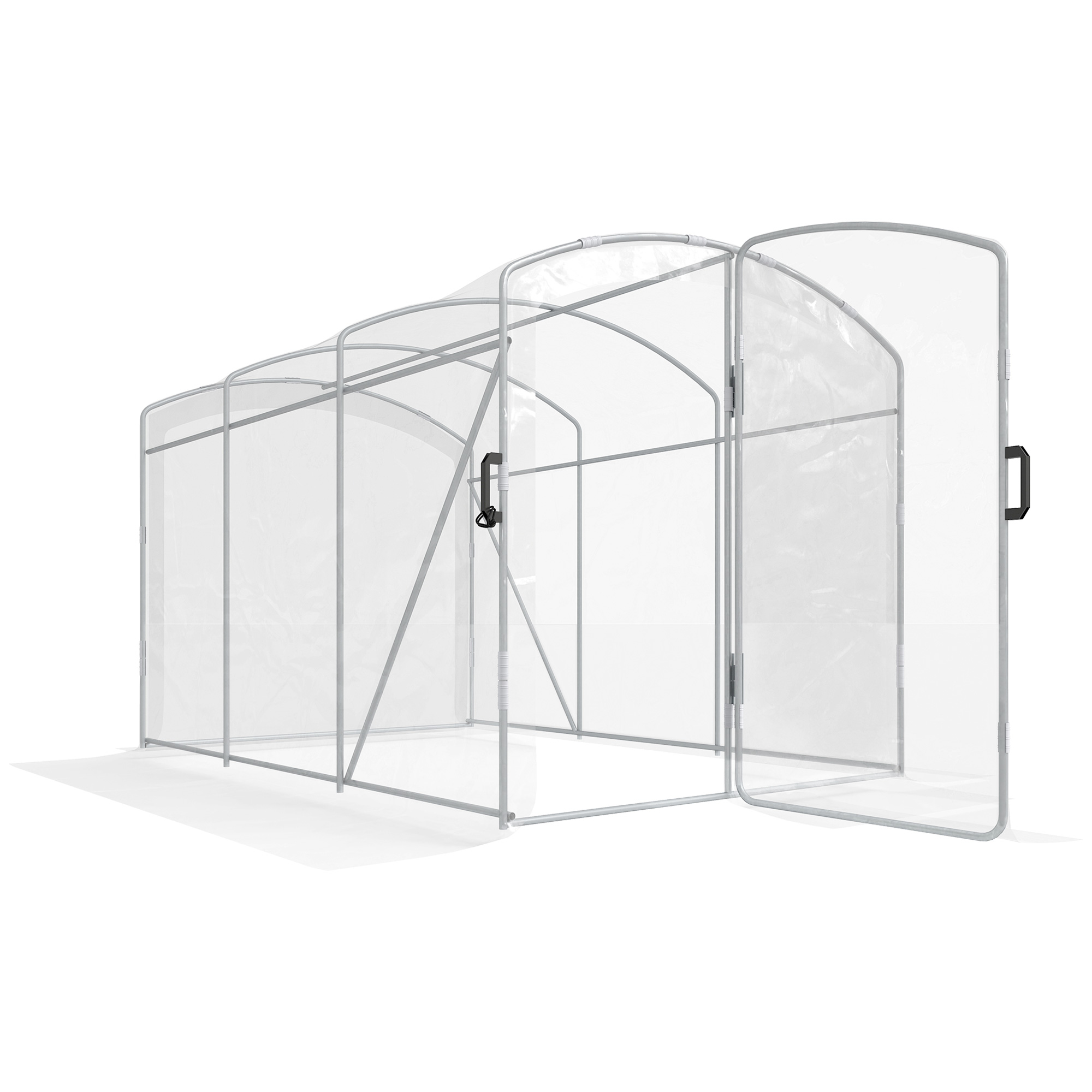 Outsunny Foliengewächshaus 3 x 2 x 195 m Tunnel-Gewächshaus winddichtes Tomatenhaus mit 1 Tür für Garten Balkon PE transparent Aosom.de