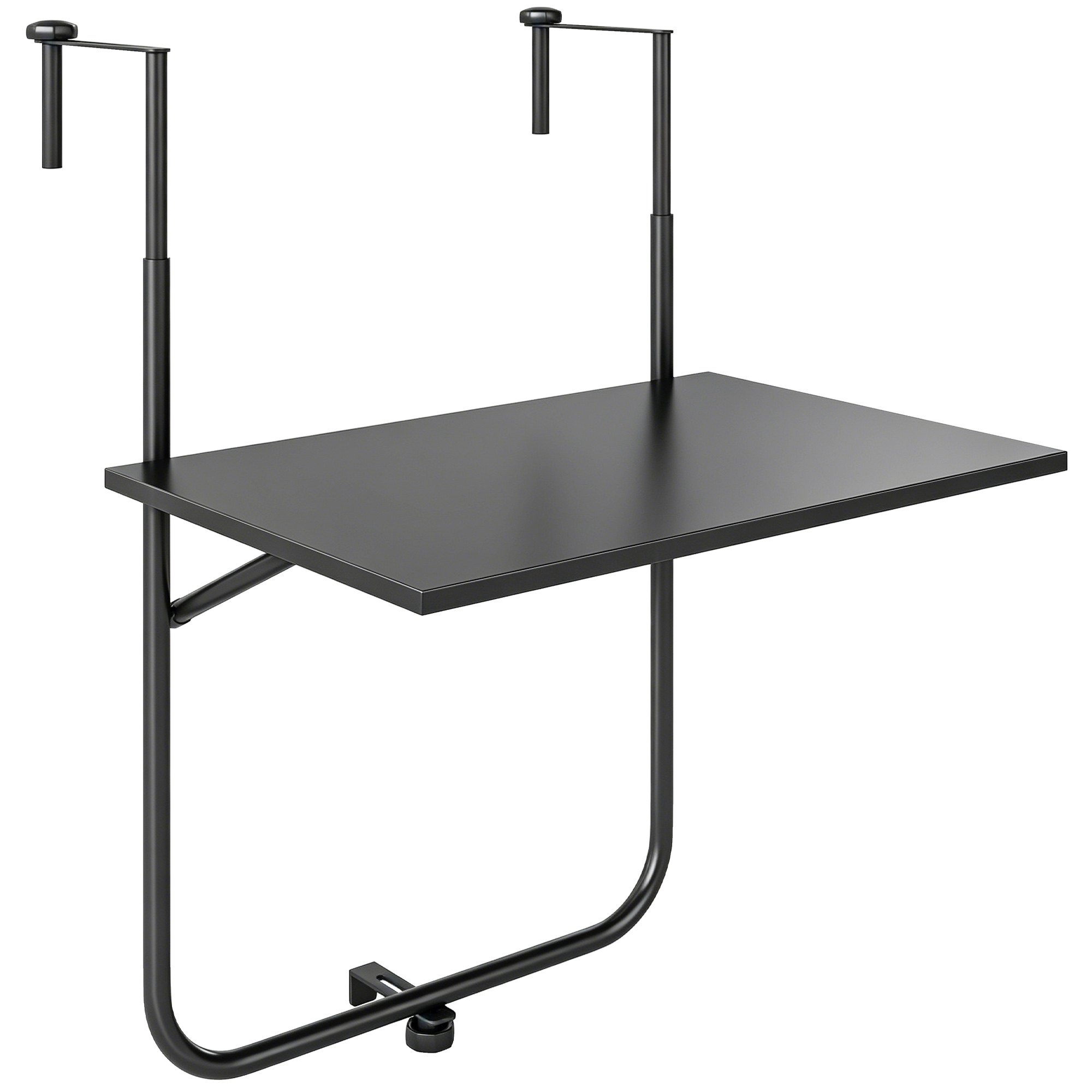 Outsunny Balkontisch zum Einhängen klappbarer Hängetisch 3-fach höhenverstellbar bis 15 kg 62x60 cm Schwarz für Balkon & Terrasse Aosom.de