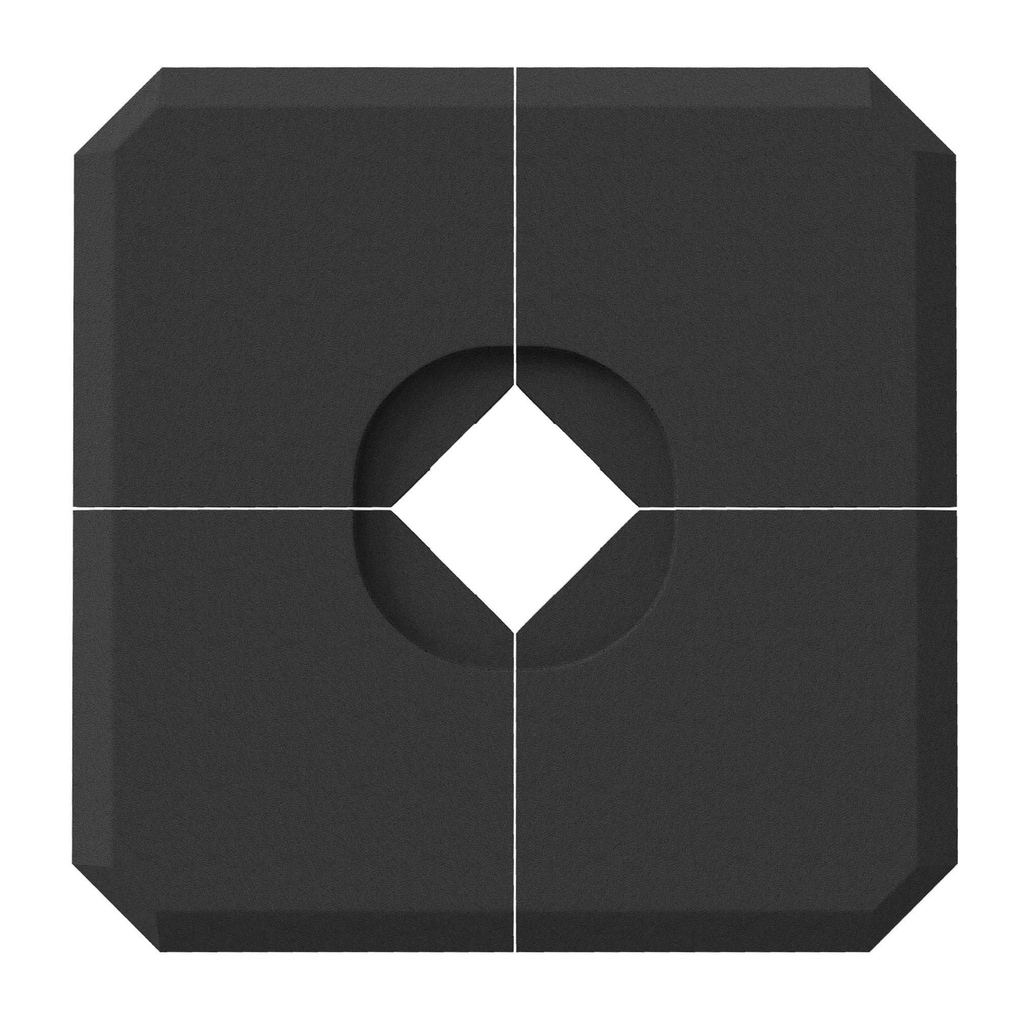 Outsunny Schirmgewicht, 4-tlg. Schirmständer, mit 80 kg Wasser oder 120 kg Sand befüllbar, HDPE, Schwarz, 100 x 100 x 9,5 cm Aosom