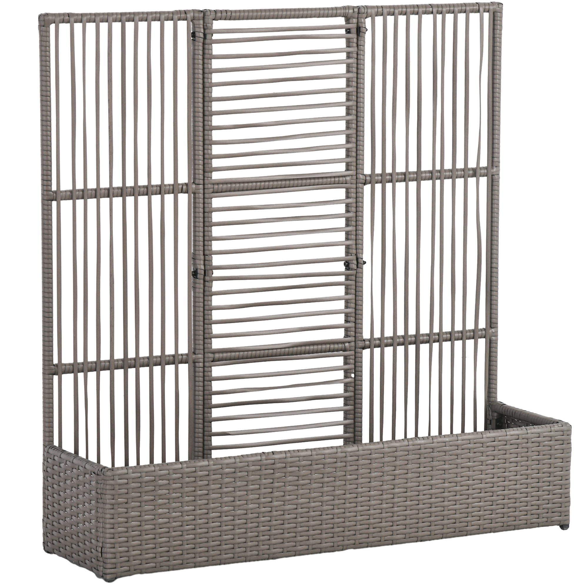 Outsunny Hochbeet mit Rankgitter in Rattan-Optik Pflanzkasten mit Rankhilfe für Kletterpflanzen Blumenkasten Blumenbeet Pflanzkübel Rankkasten für Garten, Balkon, 103 x 103 x 29 cm Grau Aosom
