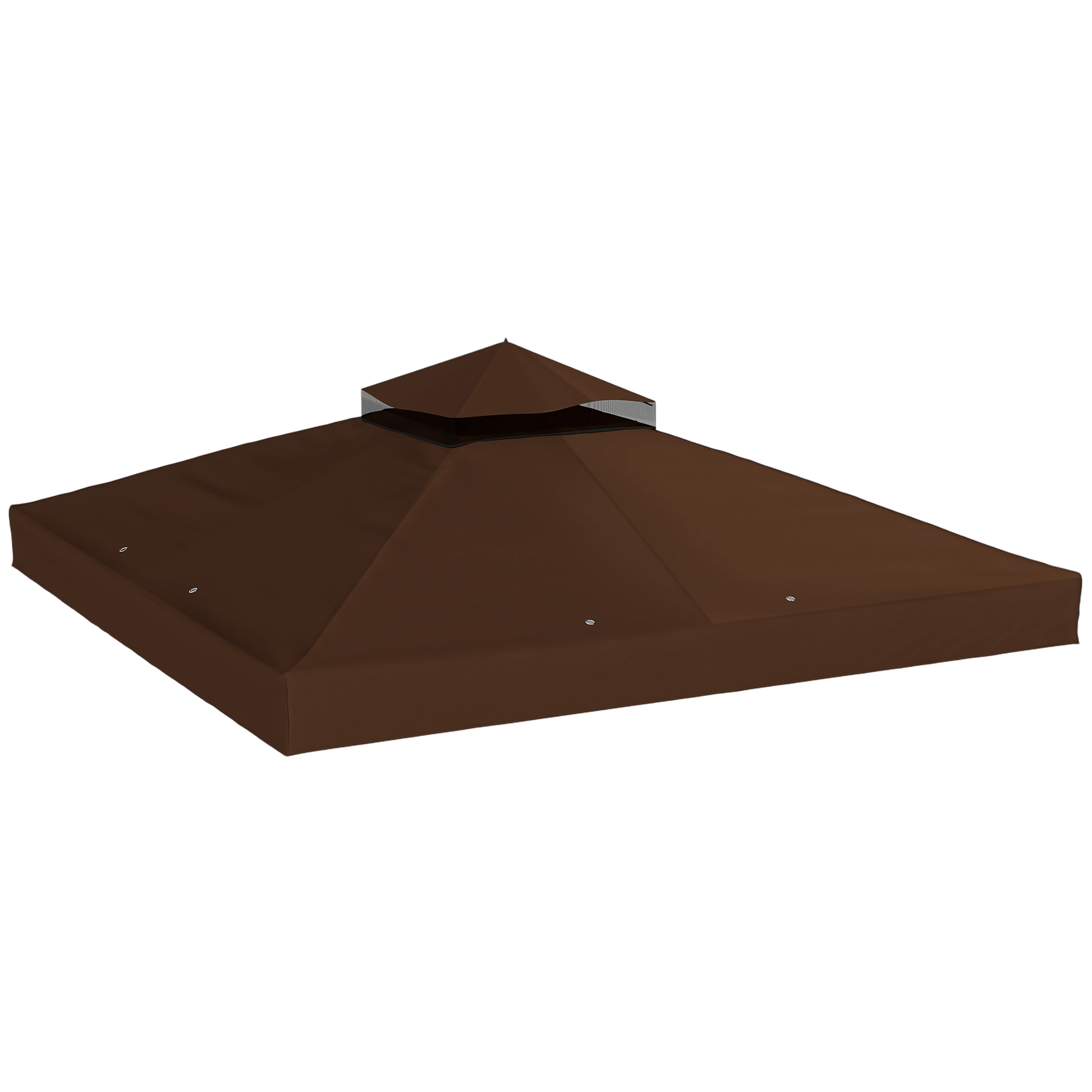 Outsunny Ersatzdach für Pavillon 3 x 3 m, wasserdicht Pavillondach, Doppeldach Ersatzbezug für Gartenpavillon, Ersatzteile aus Oxford-Stoff, 370 g/m², Kaffee exkl. Rahmen Aosom