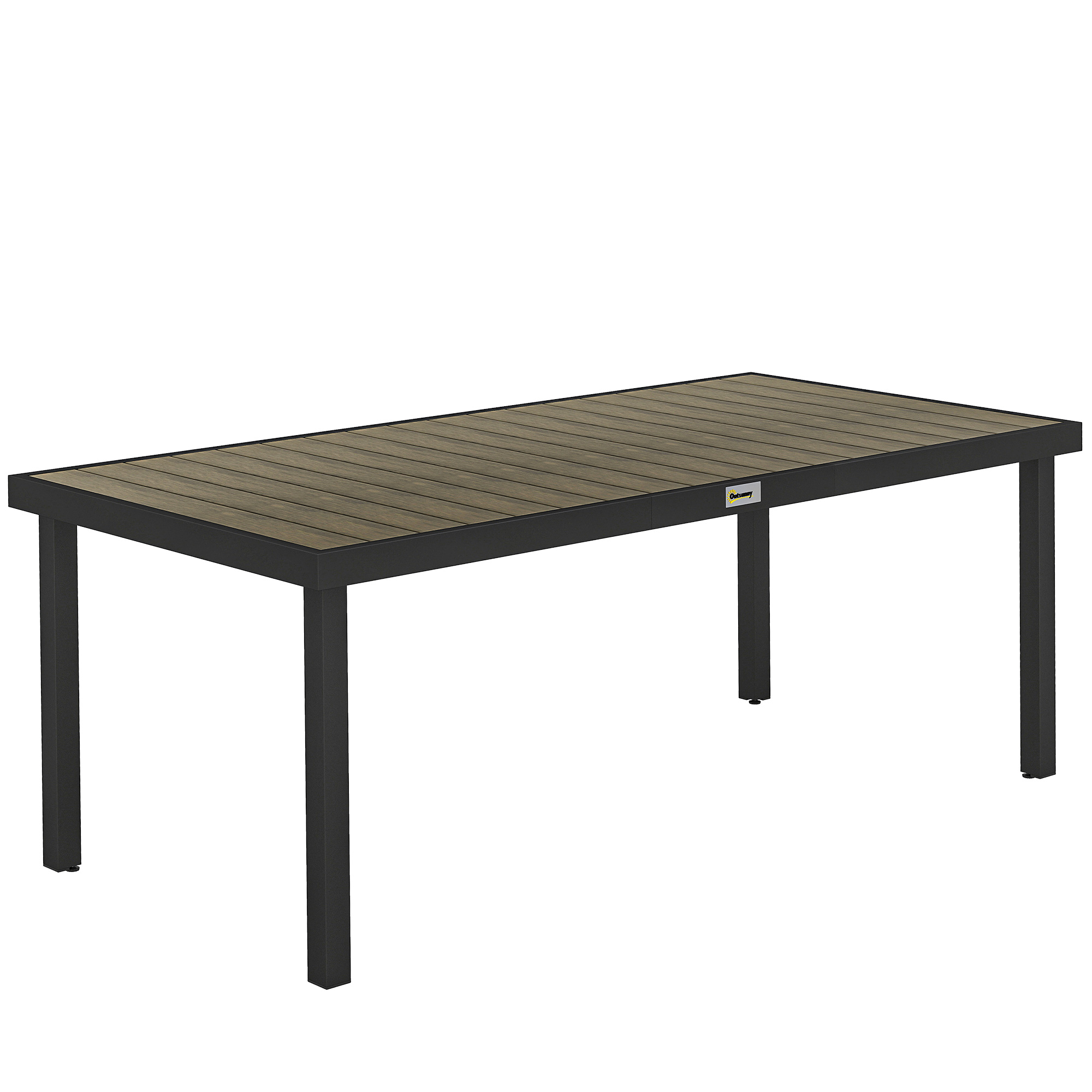 Outsunny Gartentisch Aluminium 190x90 cm Wetterfest Buffettisch mit Holz-Optik, rutschfest Campingtisch für 8 Personen Balkontisch Terrassentisch Outdoor Esstisch für Garten, Terrasse Balkon Naturholz Aosom