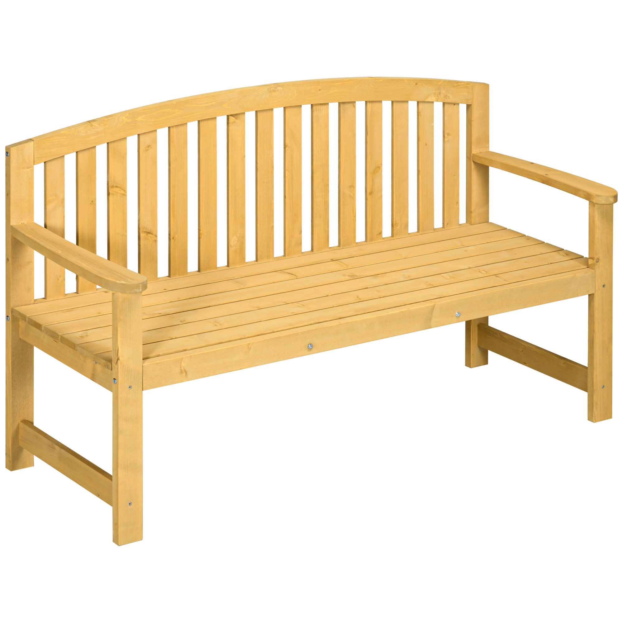 Outsunny 2-Sitzer Gartenbank Holz, wetterfest Sitzbank, Gartenmöbel mit Rückenlehnen, Parkbank 240 kg belastbar, Balkonbank, Holzbank für Balkon Terrasse, Garten, 143 x 51 x 85 cm, Orange Aosom