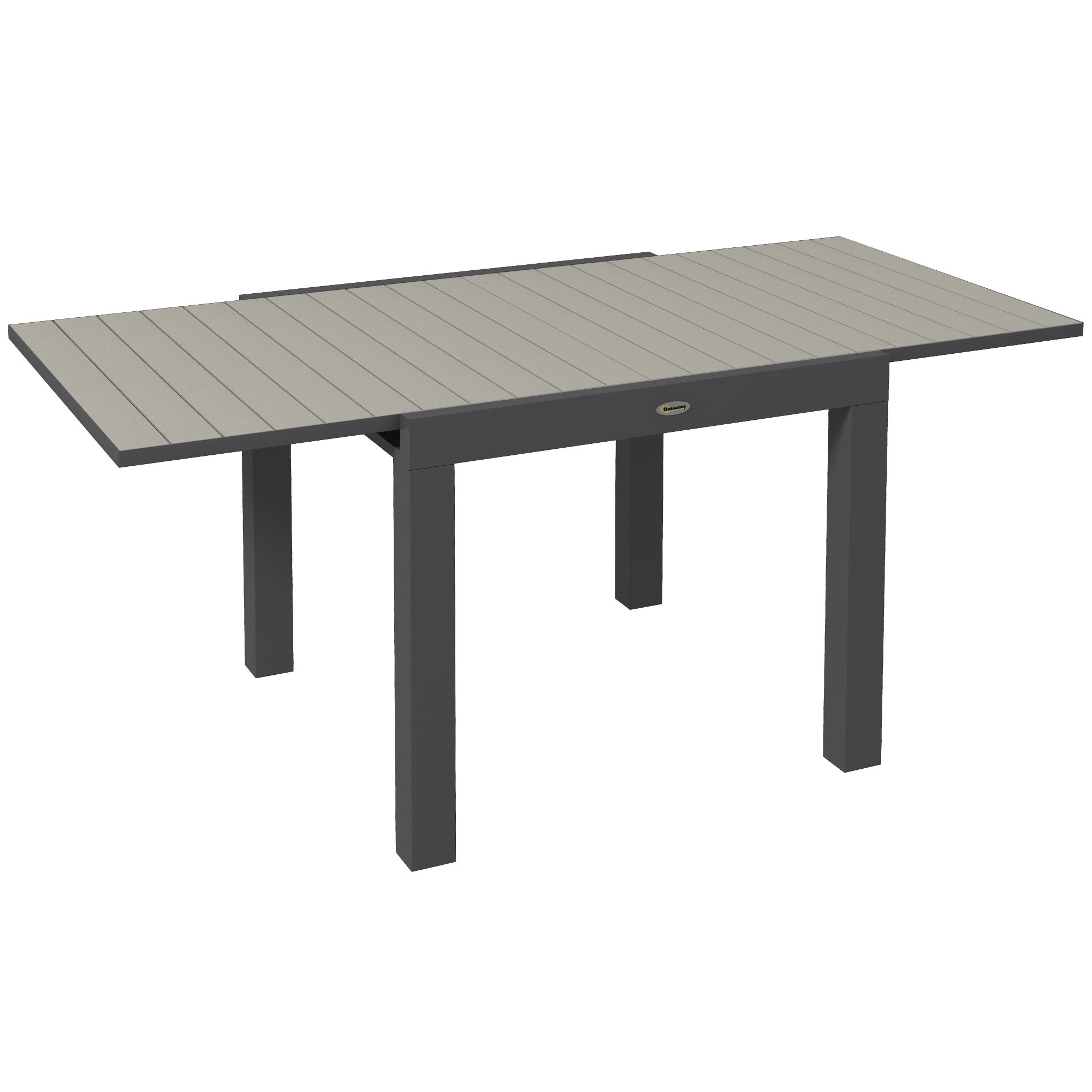 Outsunny Gartentisch Esstisch für 6 Personen, erweiterbarer Terrassentisch bis 70 kg, Aluminium Grau 81/162 x 80 x 75 cm für Balkon & Garten Aosom.de