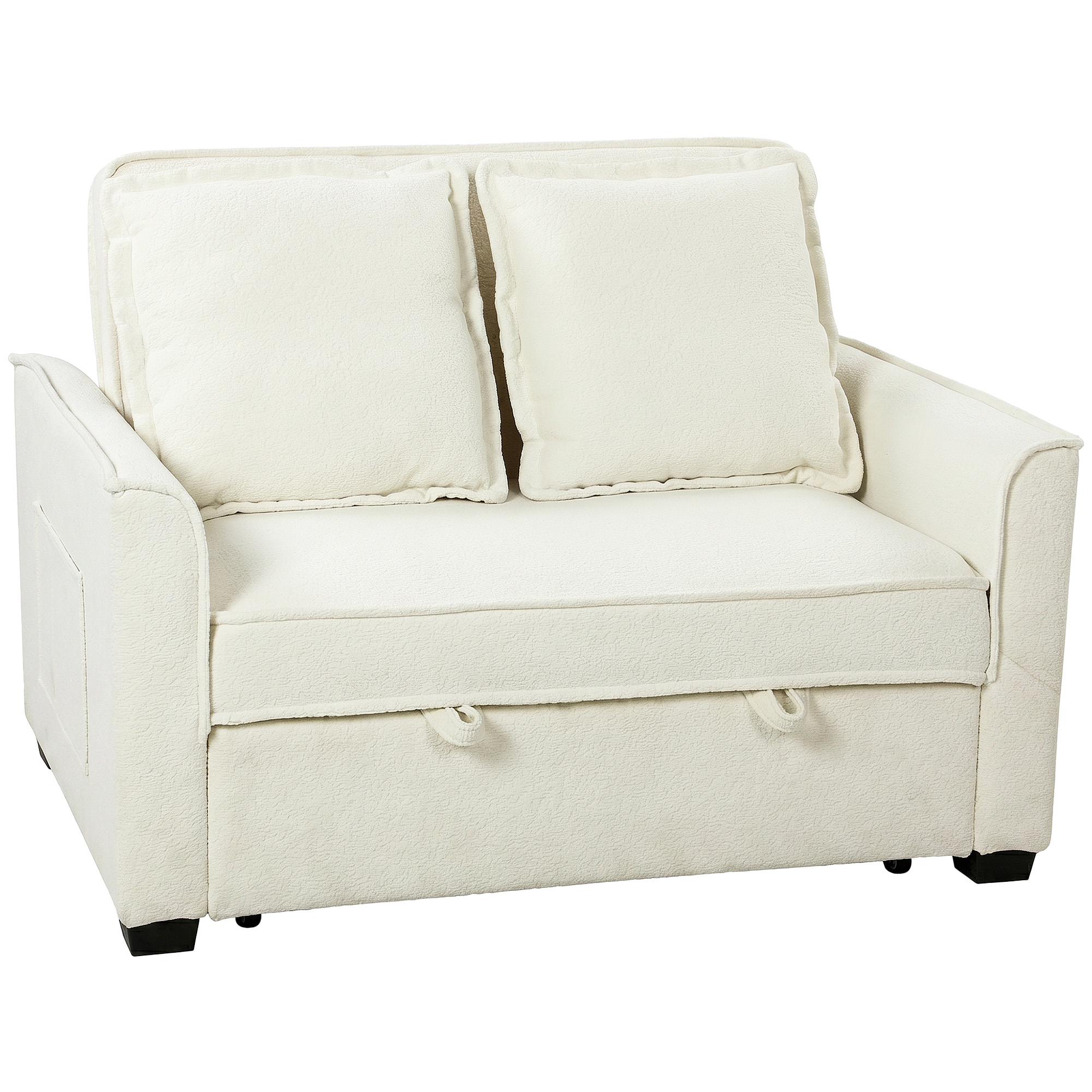 HOMCOM Sofá-Cama 2 Lugares com Encosto Ajustável e Bolsos