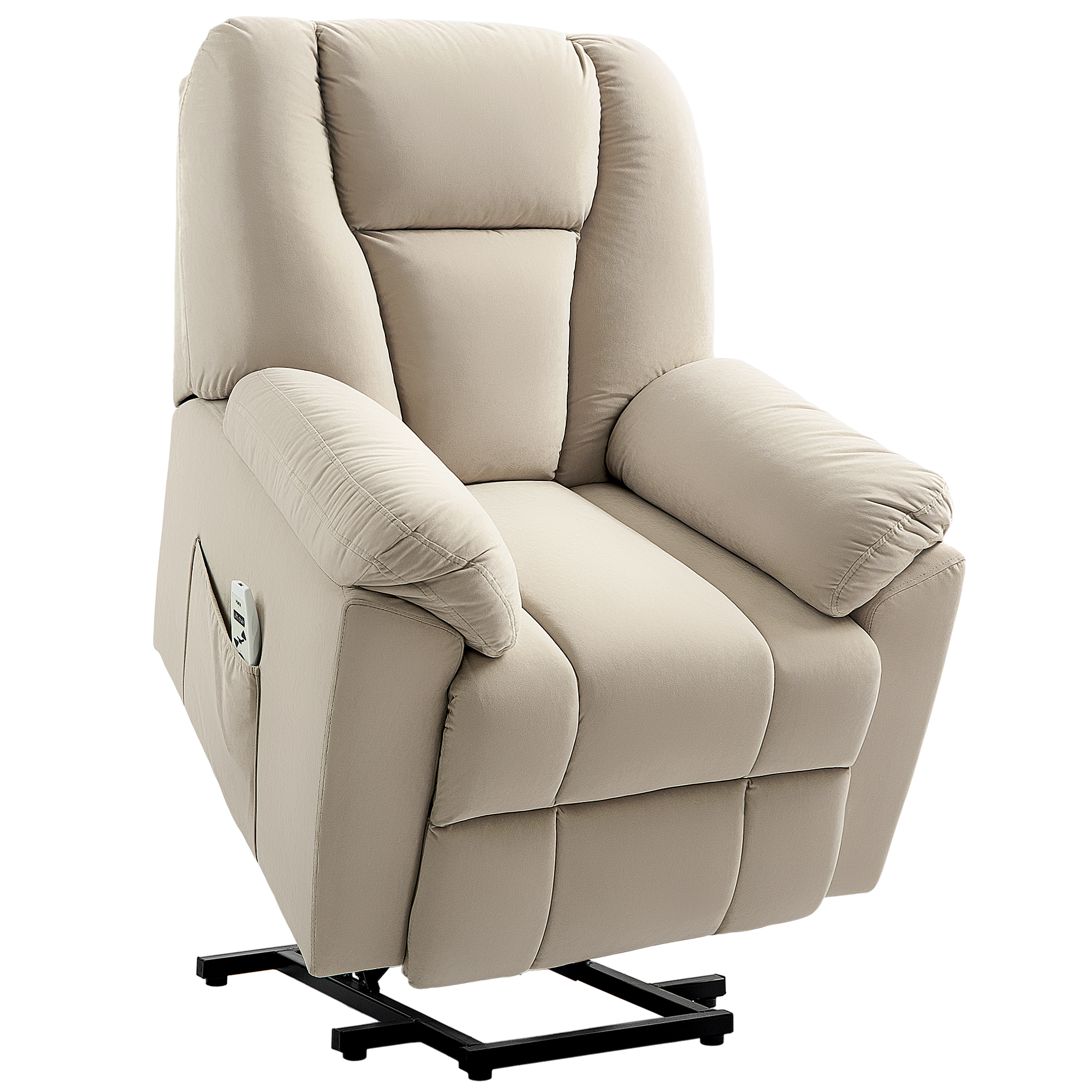 HOMCOM Fauteuil releveur électrique avec fonction massage et chauffage avec dossier inclinable, ports USB, télécommande, beige