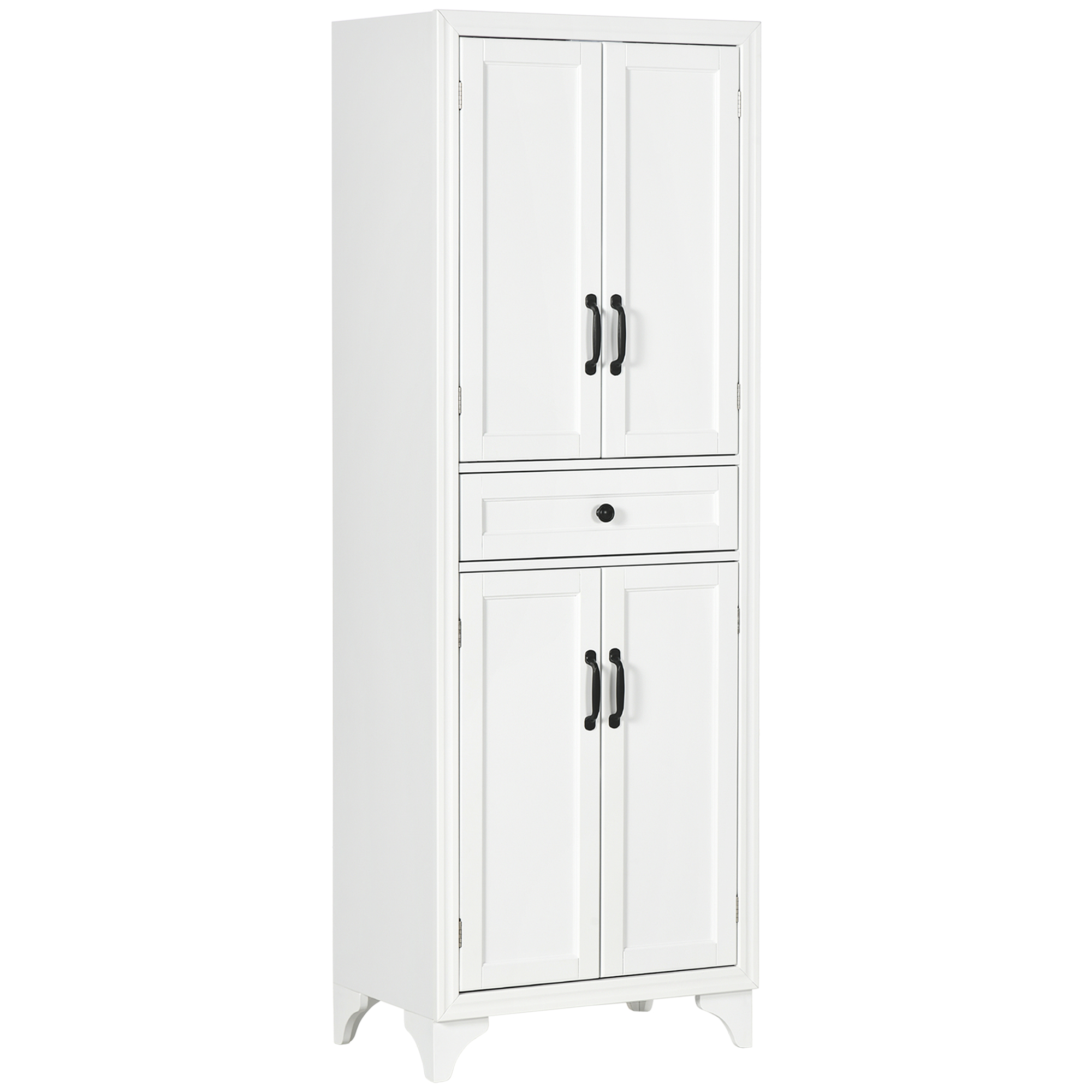 HOMCOM Aparador alto armário de cozinha 4 portas 2 armários e 1 gaveta central altura 170 cm com prateleira ajustável branco   Aosom Portugal