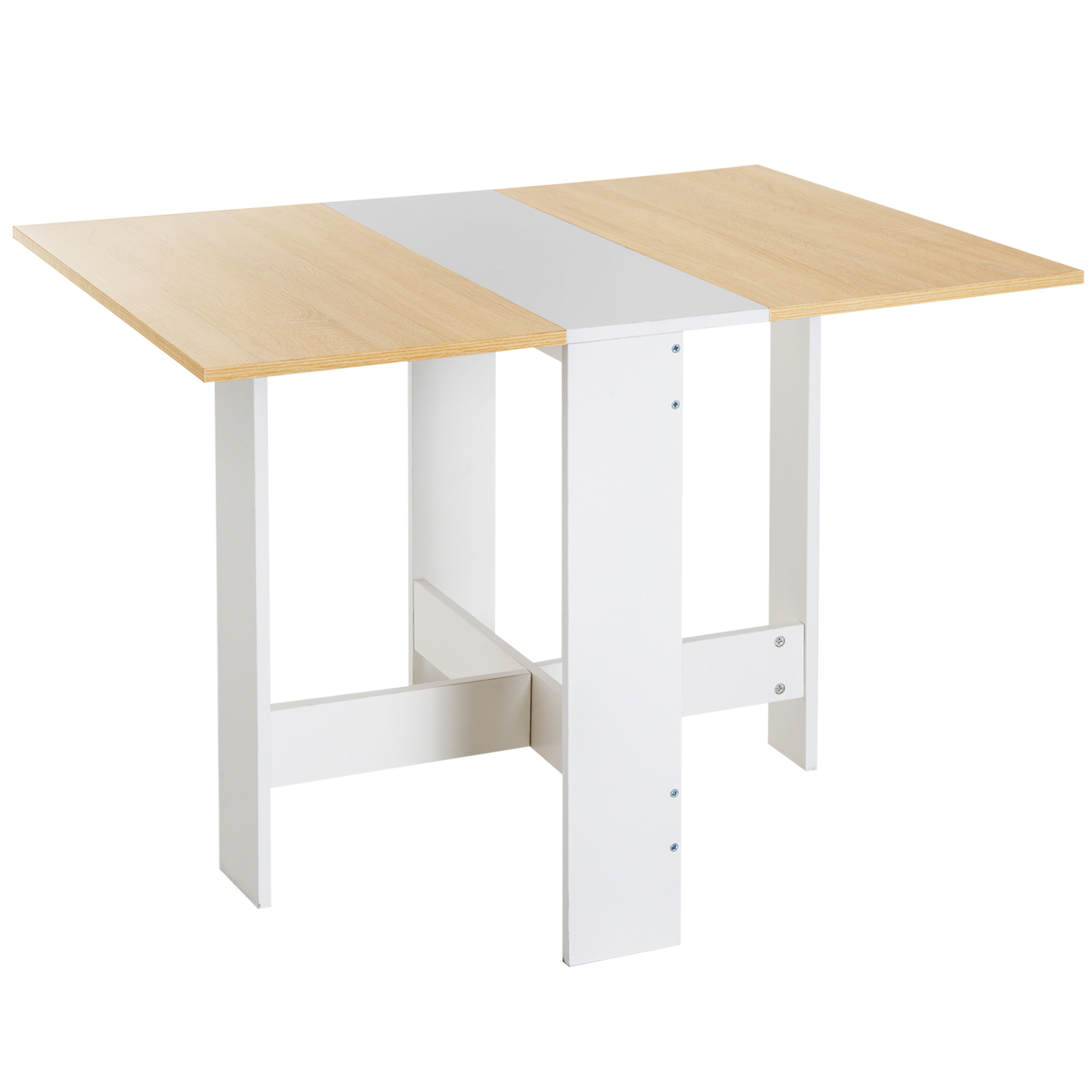Mesa de Comedor Plegable Mesa Extensible Mesas de Cocina Roble y Blanco 103x76x73,5cm Tablero de Partículas HOMCOM | Aosom España