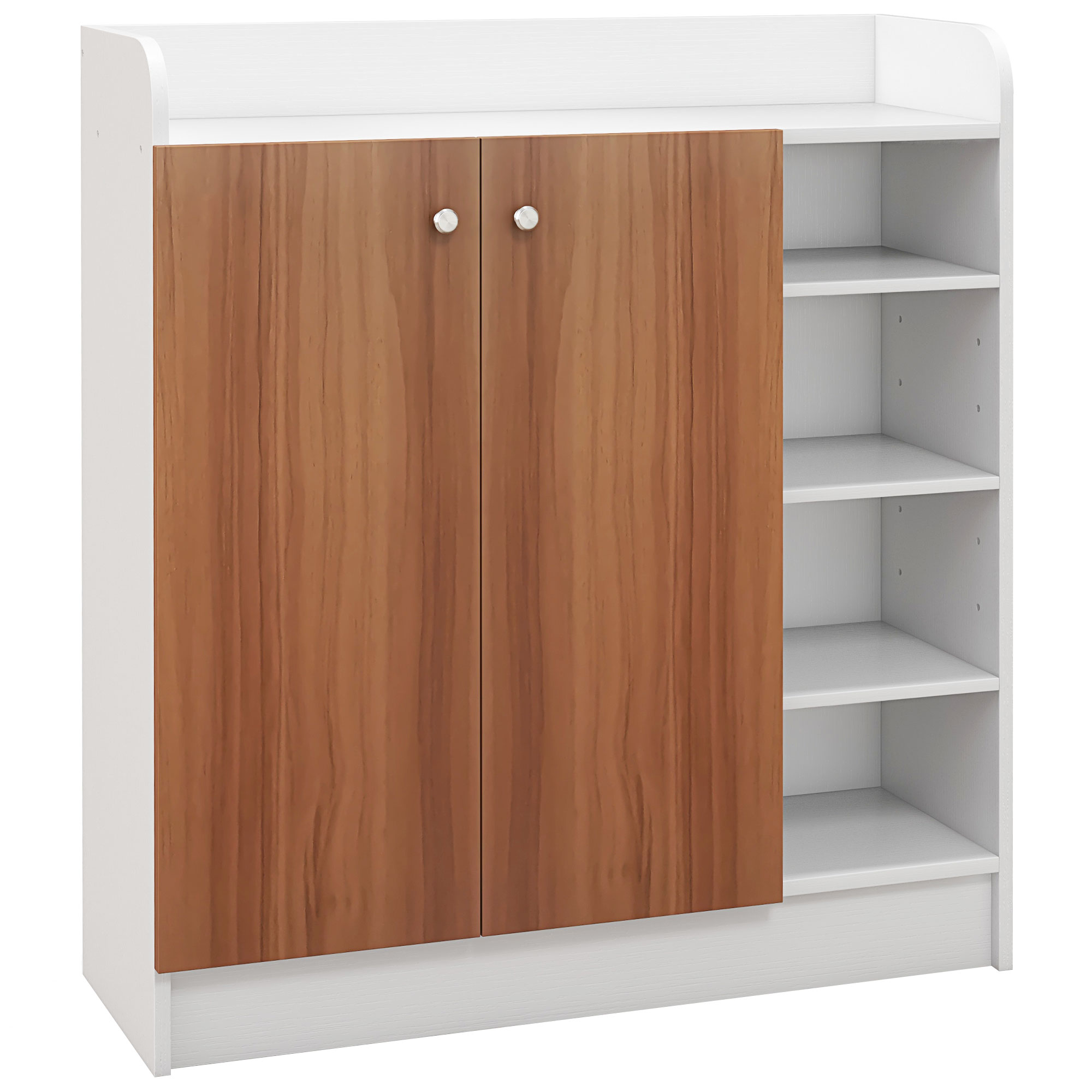 HOMCOM Armario Zapatero Moderno con 2 Puertas Estantes Ajustables para 12 Pares de Zapatos para Pasillo 83x30x90 cm Natural