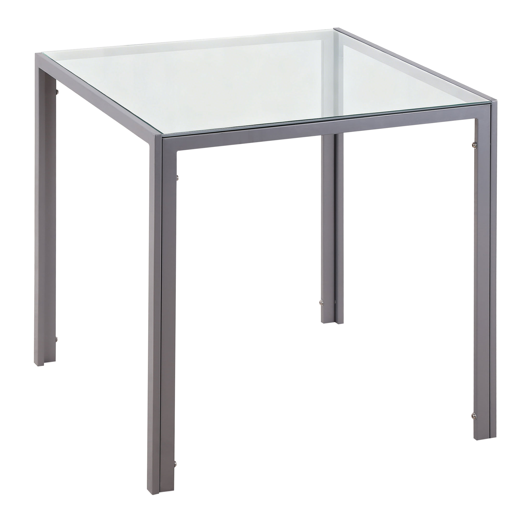 HOMCOM Mesa de Comedor Cuadrada de Cristal con Patas de Metal para 4 Personas 75x75x75 cm Gris | Aosom España