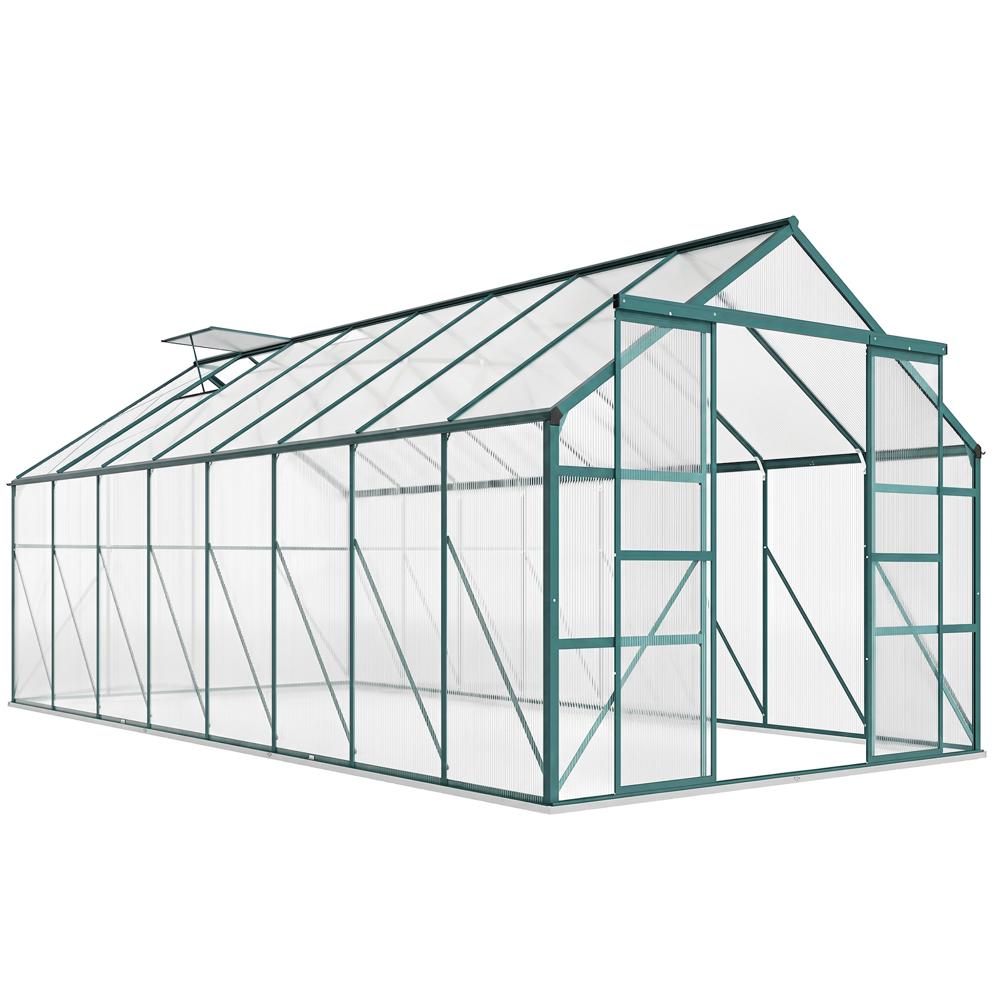 Outsunny Seră din Aluminiu, Seră de Grădină din Policarbonat pentru Plante, Legume, Fructe, 244x500x216 cm, Transparentă | Aosom Romania