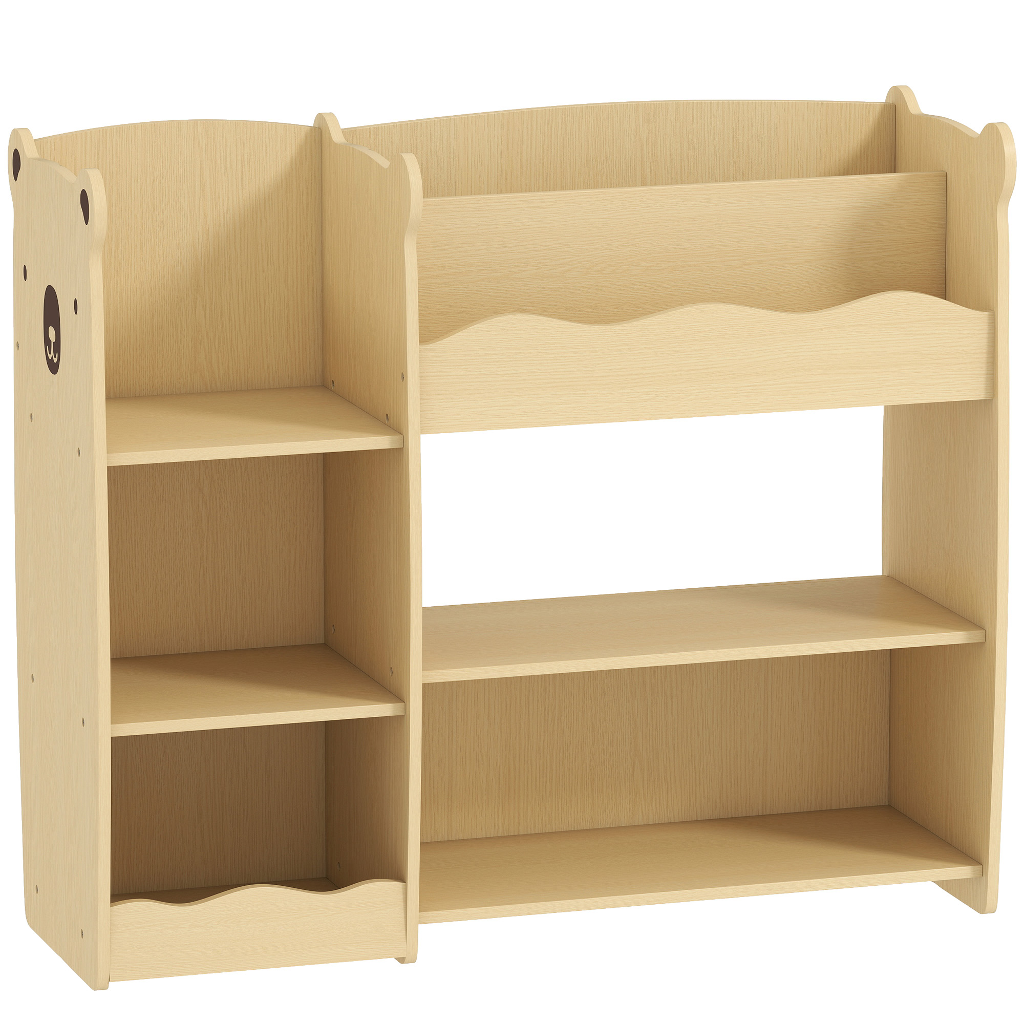 AIYAPLAY Móvel de arrumação infantil 3 níveis, estante de arrumação para brinquedos com prateleiras abertas, 92x29x79cm, natural Aosom