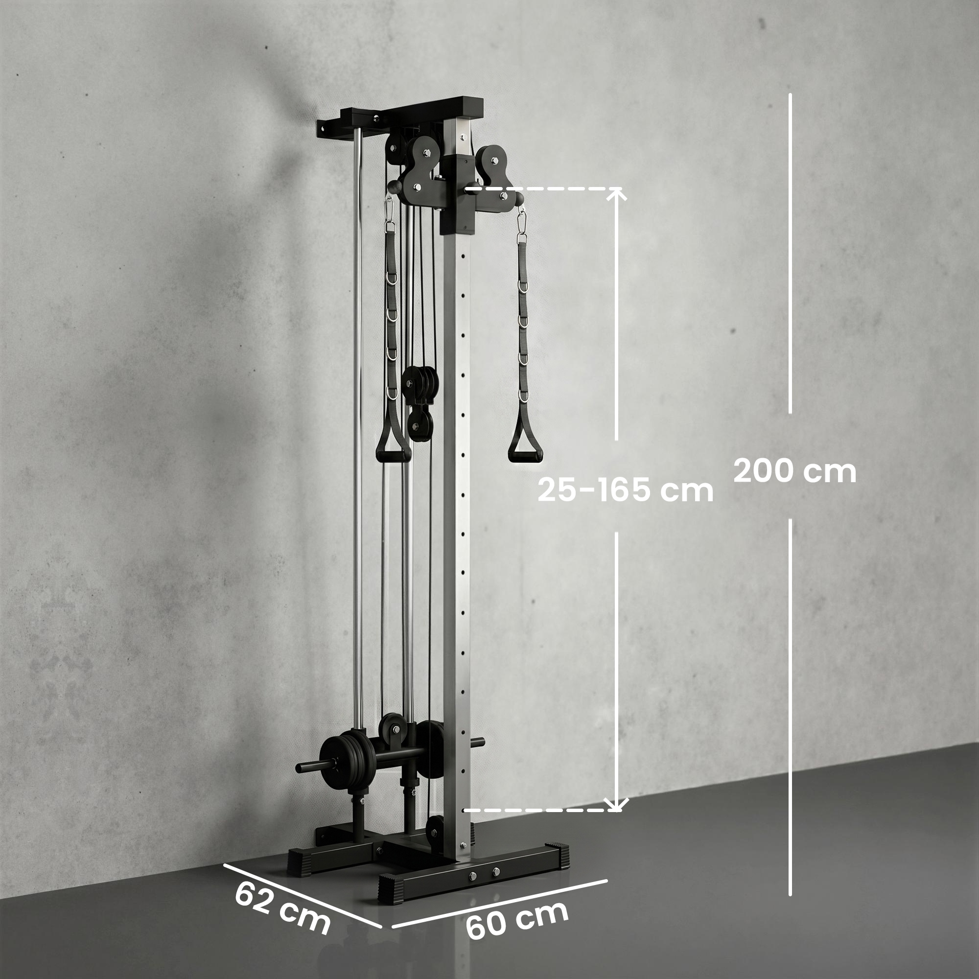 Station Musculation SPORTNOW – 15 Positions, Double Poulie, Barre Traction, Charge Max 120kg, Noir